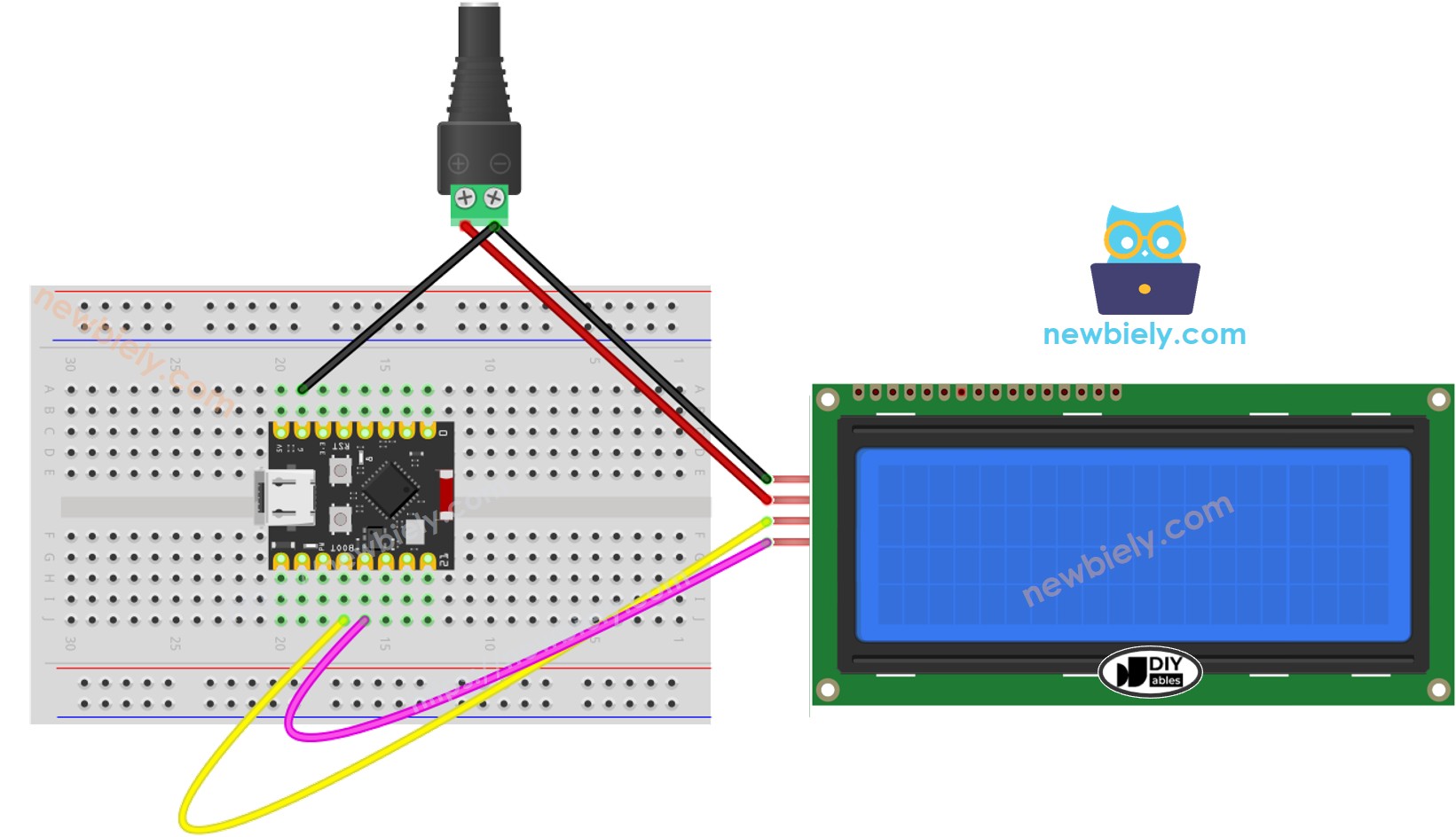 ESP32 C3 Super Mini LCD 20x4 I2C Schaltplan mit externer Stromquelle