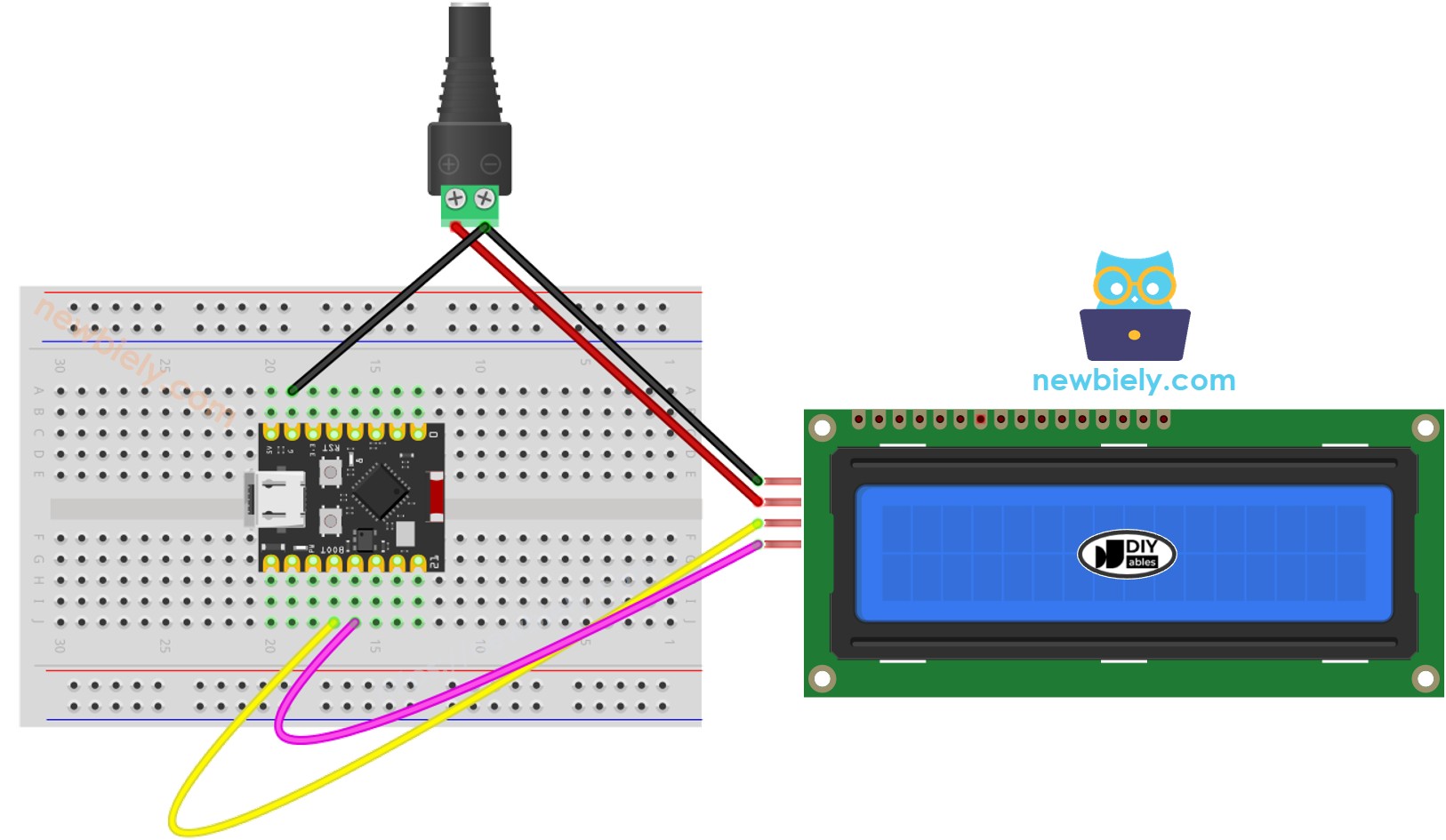 ESP32 C3 Super Mini LCD I2C Schaltplan mit 5V-Stromquelle