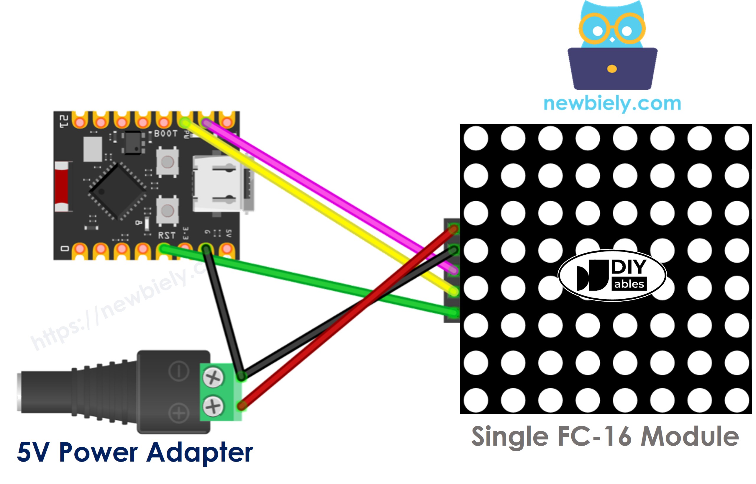 ESP32 C3 Super Mini 8x8 LED-Matrix FC-16 Schaltplan