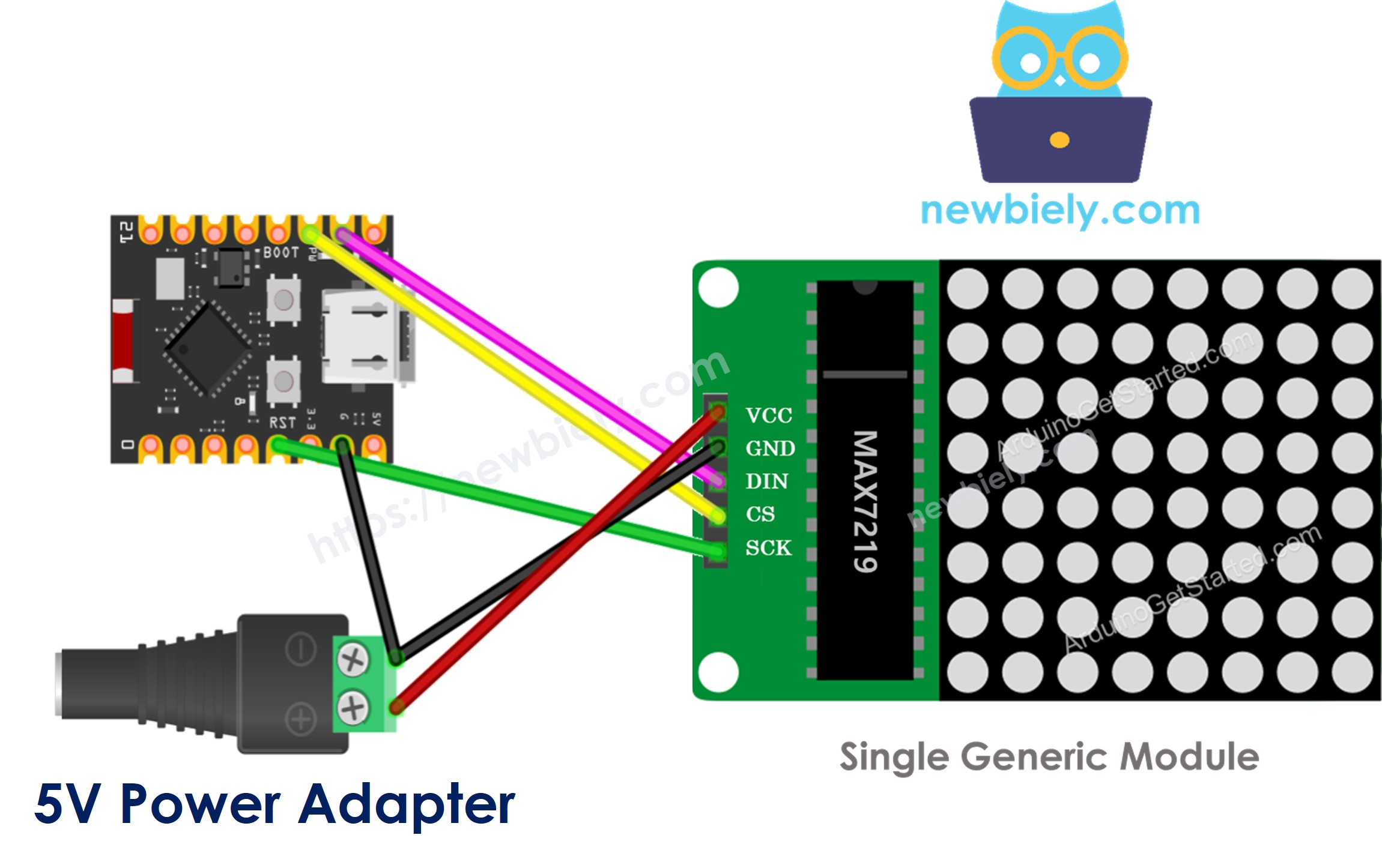 ESP32 C3 Super Mini 8x8 LED-Matrix Generic Schaltplan