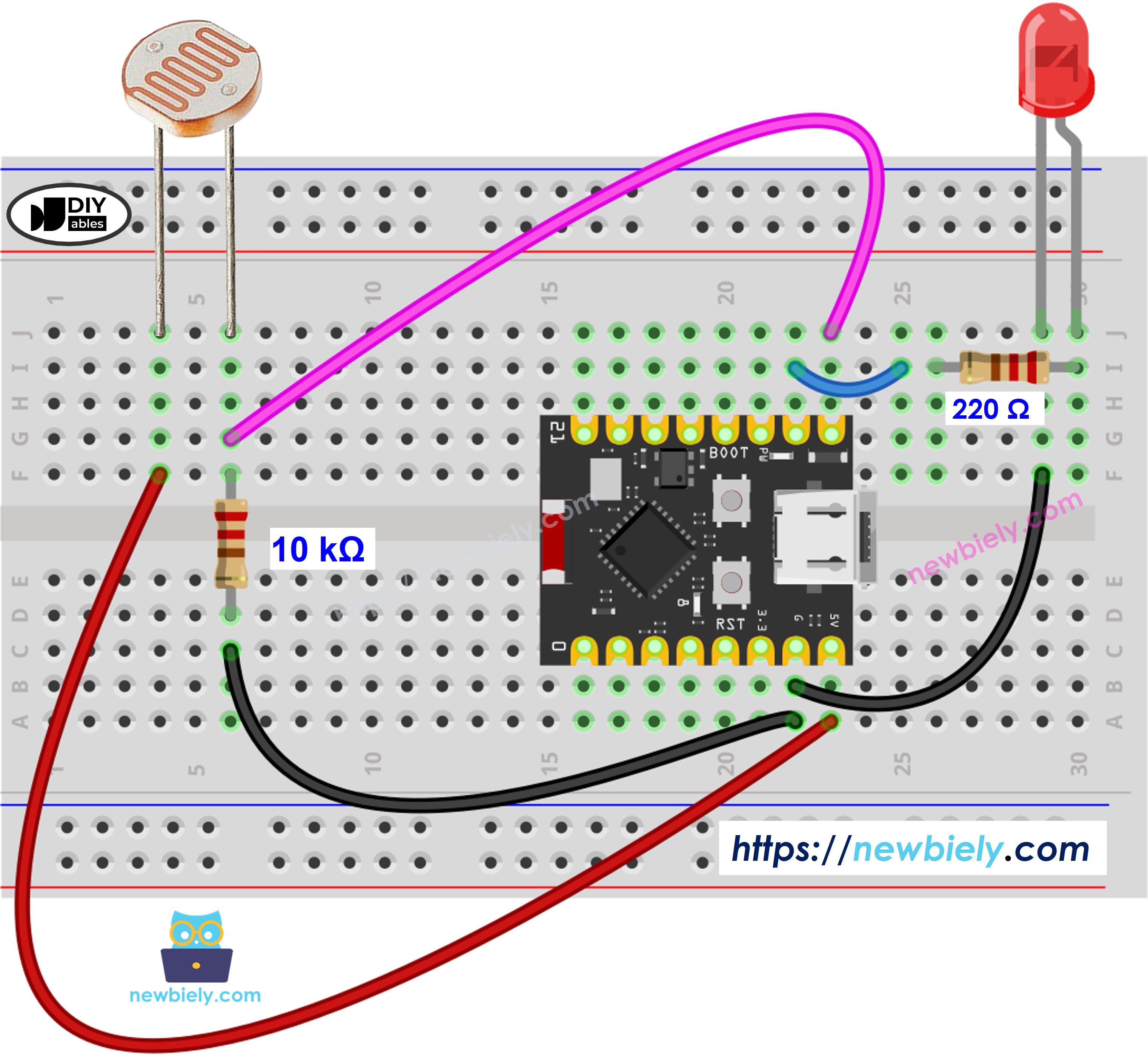 ESP32 C3 Super Mini Lichtsensor LED Schaltplan