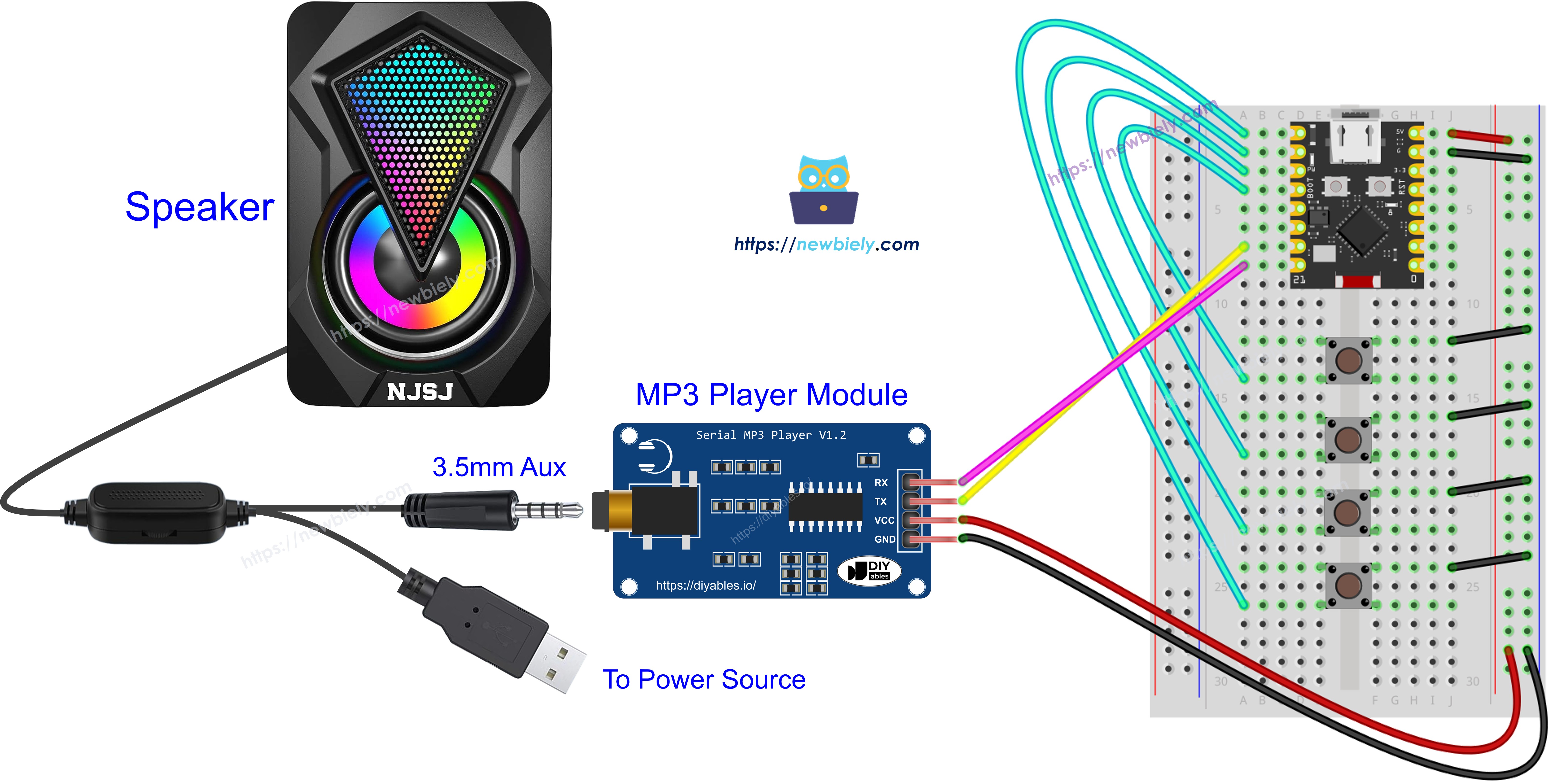 ESP32 C3 Super Mini MP3-Player Lautsprecher Schaltplan