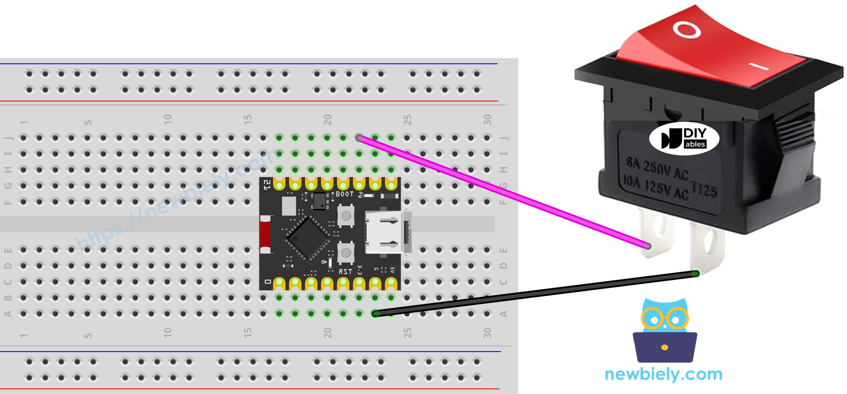 ESP32 C3 Super Mini EIN/AUS-Schalter Schaltplan
