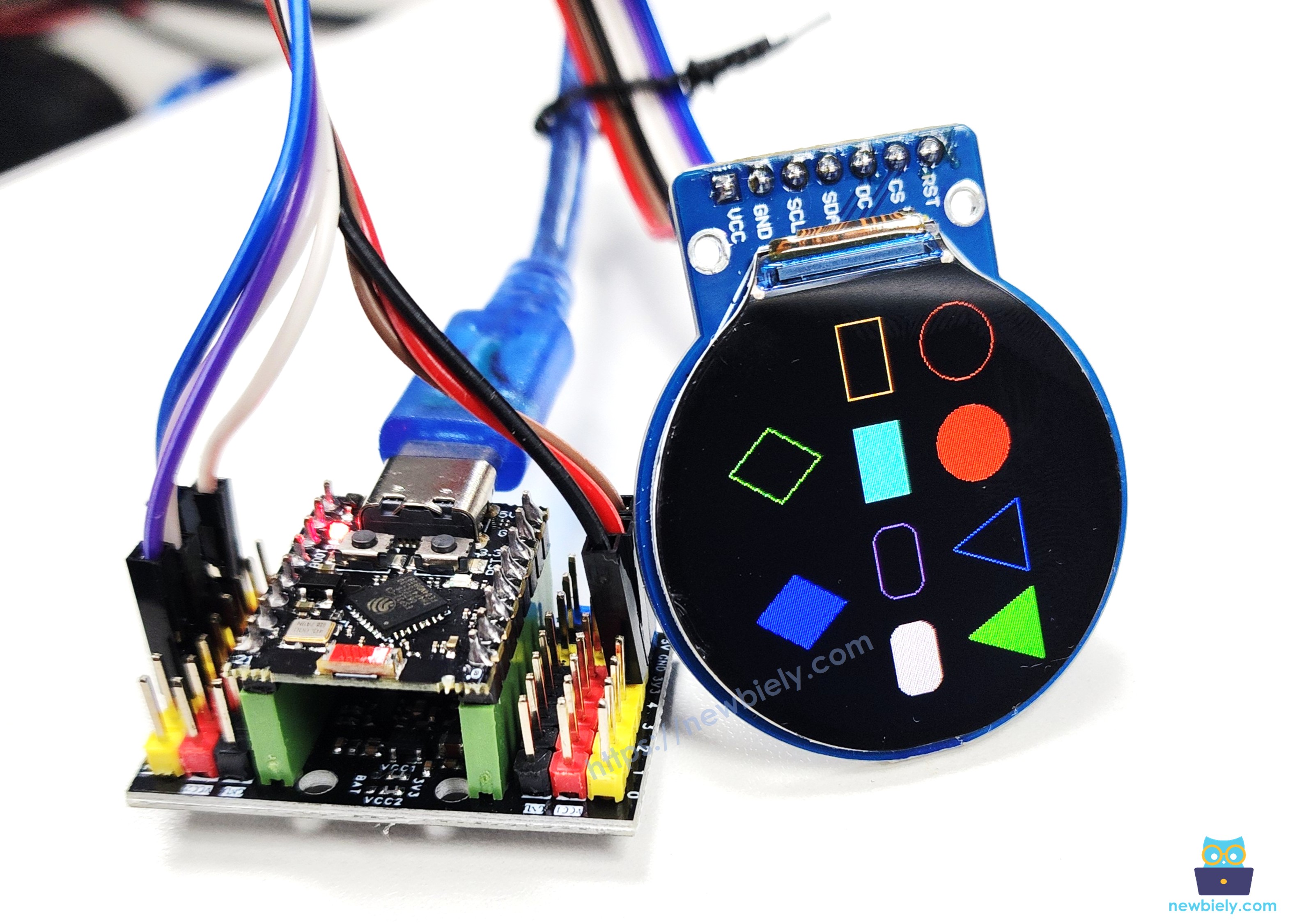 ESP32 C3 Super Mini rundes TFT-LCD-Display zeichnet Formen