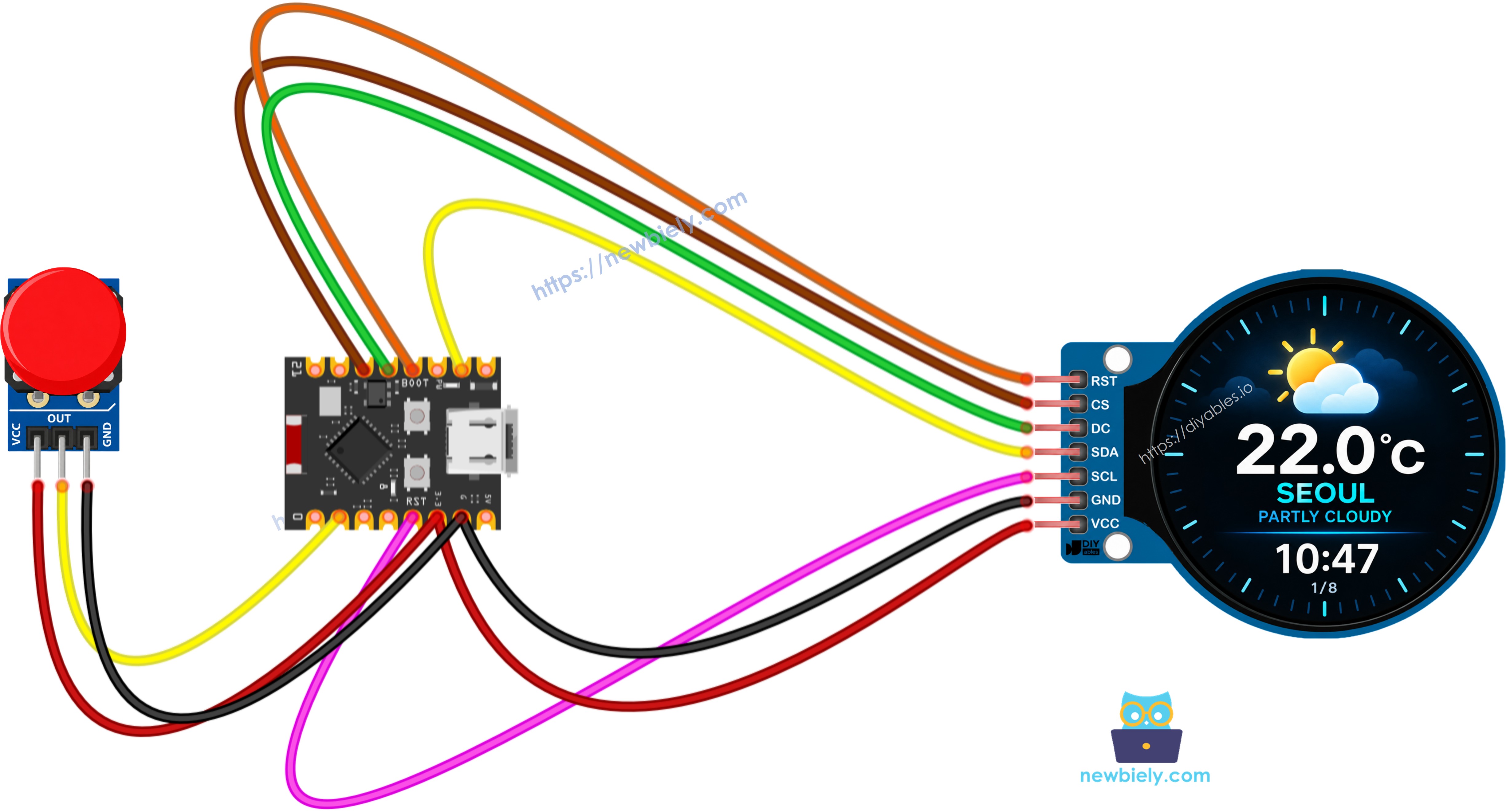 ESP32 C3 Super Mini intelligente Wetterstation Schaltplan mit Tastermodul