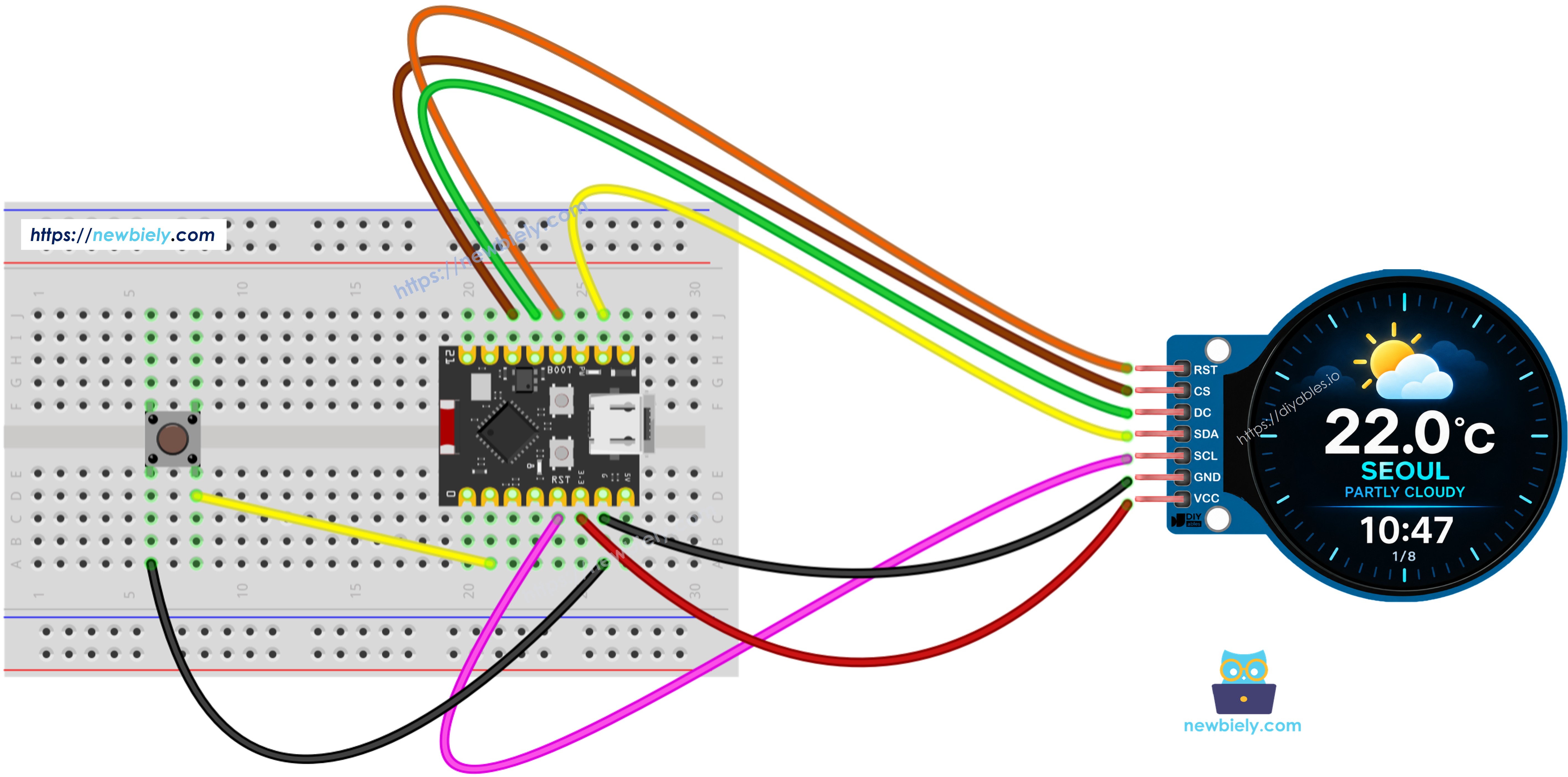 ESP32 C3 Super Mini intelligente Wetterstation Schaltplan mit Drucktaster