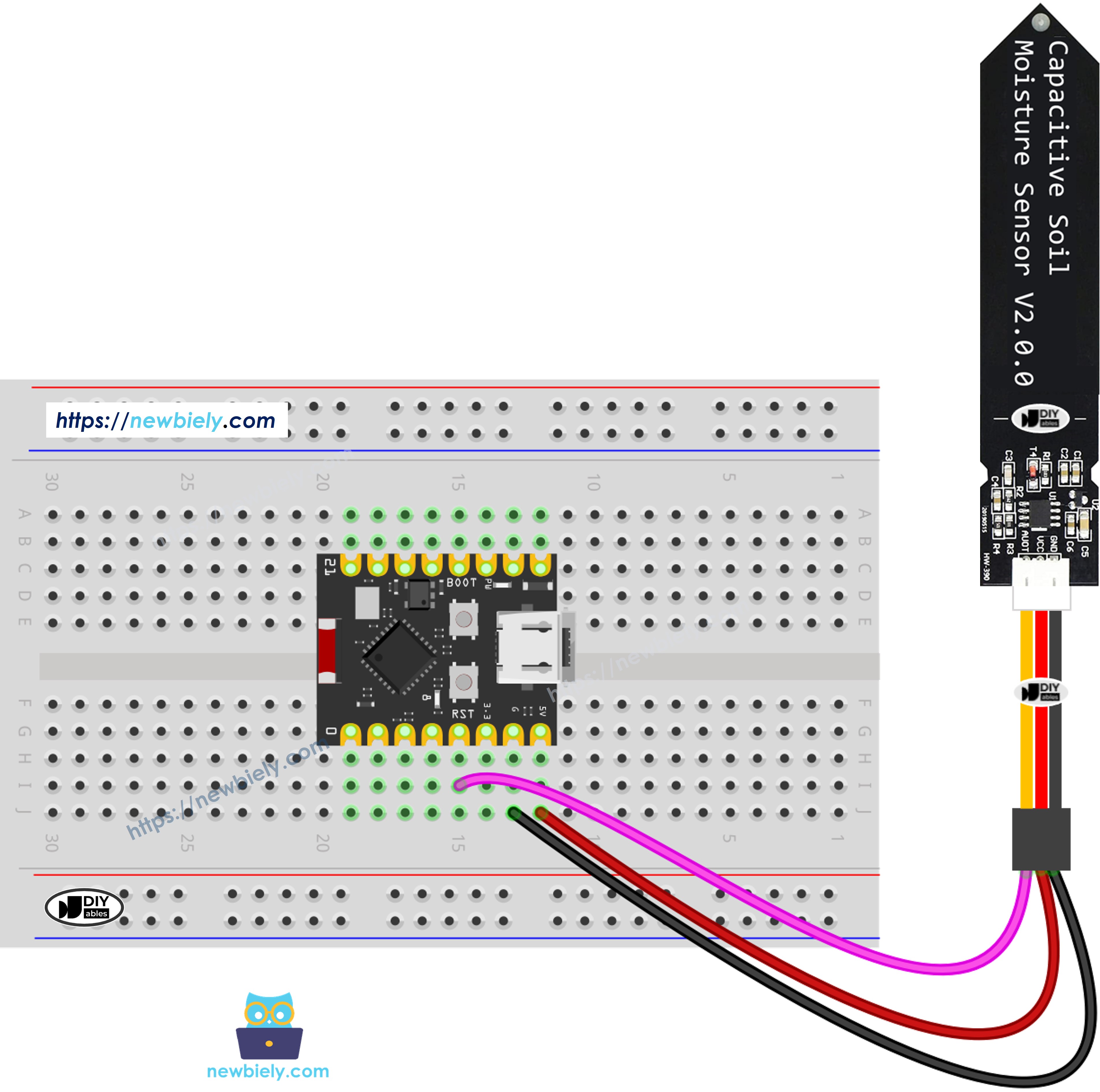 ESP32 C3 Super Mini Bodenfeuchtigkeitssensor Schaltplan