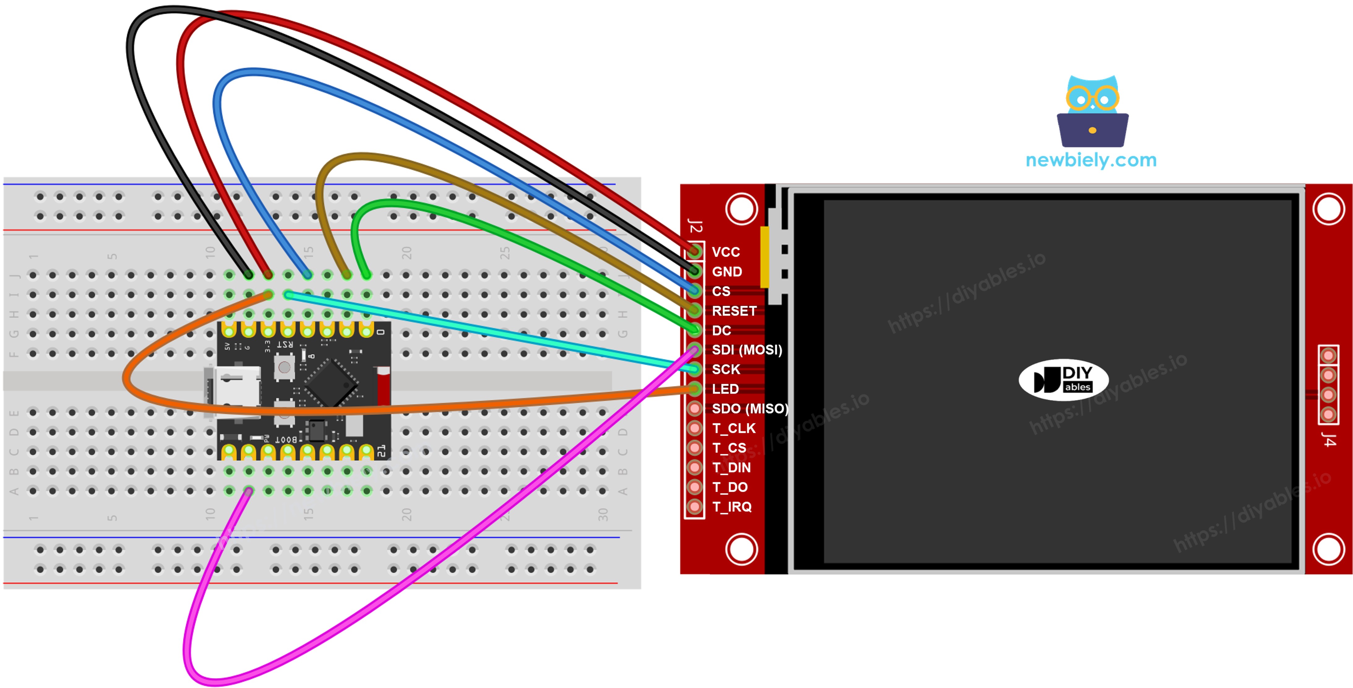 Schaltplan ESP32 C3 Super Mini TFT SPI Display ohne Touch