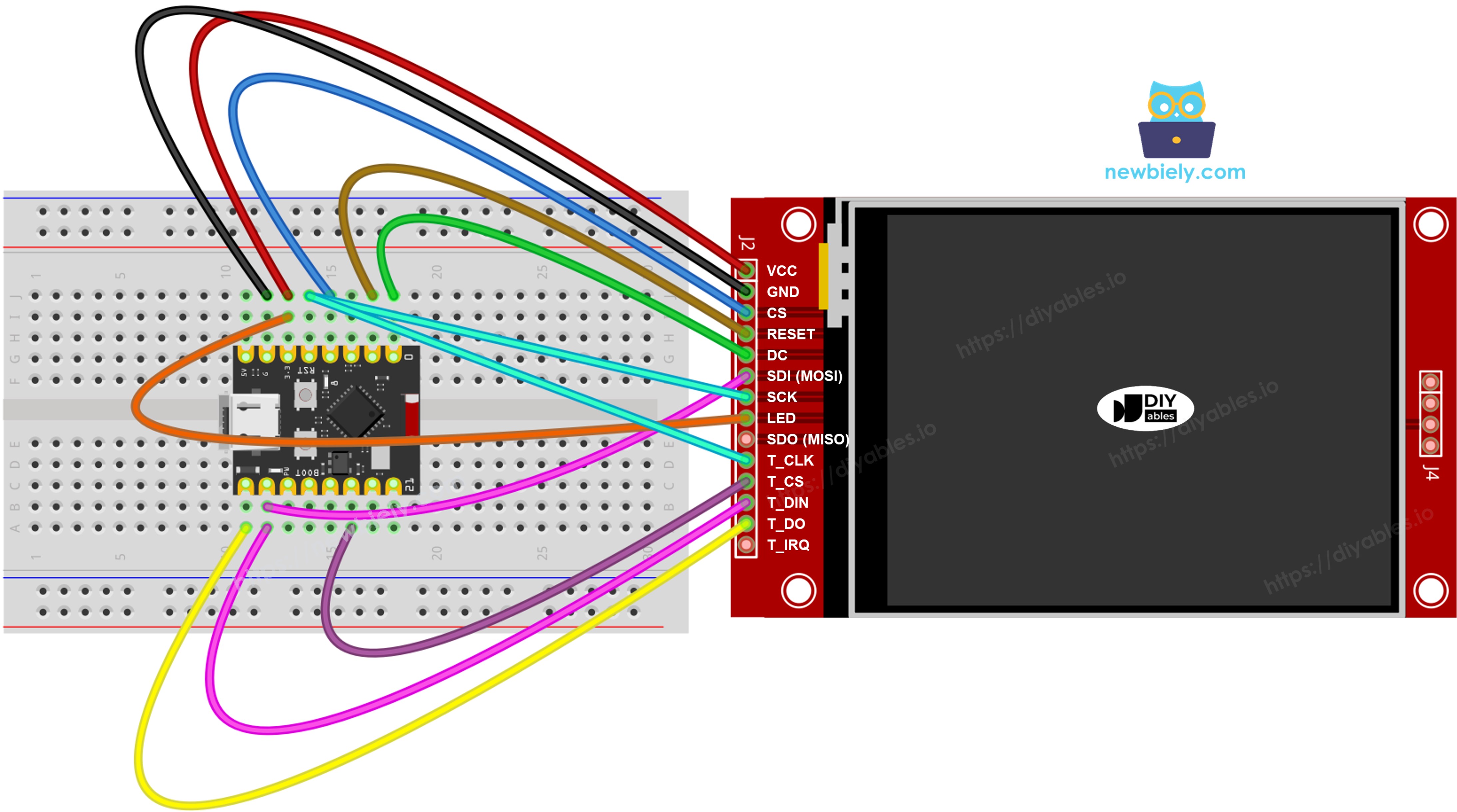 Schaltplan ESP32 C3 Super Mini TFT SPI Display mit Touch