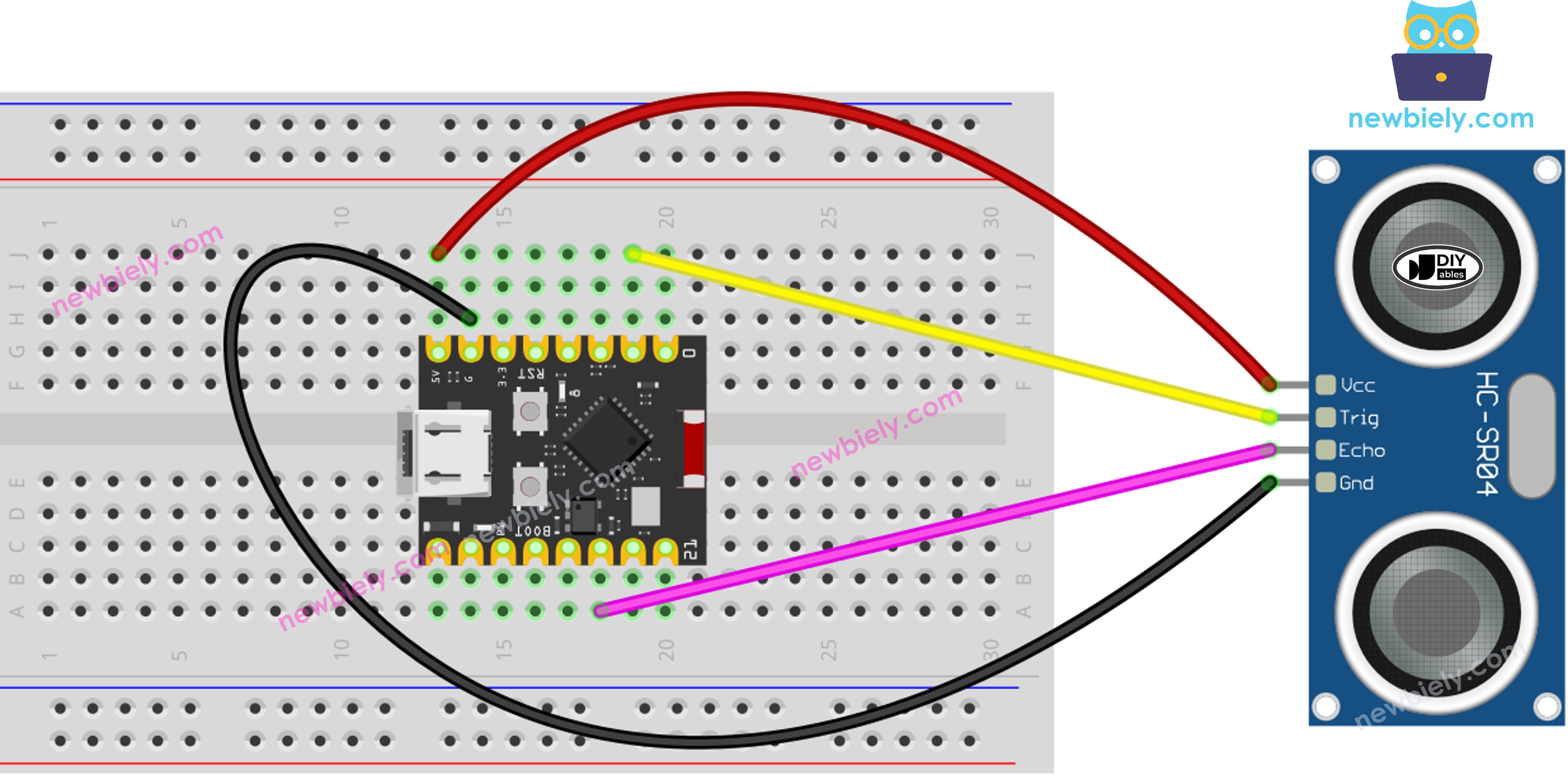 Schaltplan ESP32 C3 Super Mini Ultraschallsensor