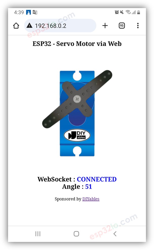 ESP32 steuert Servomotor über einen Webbrowser.