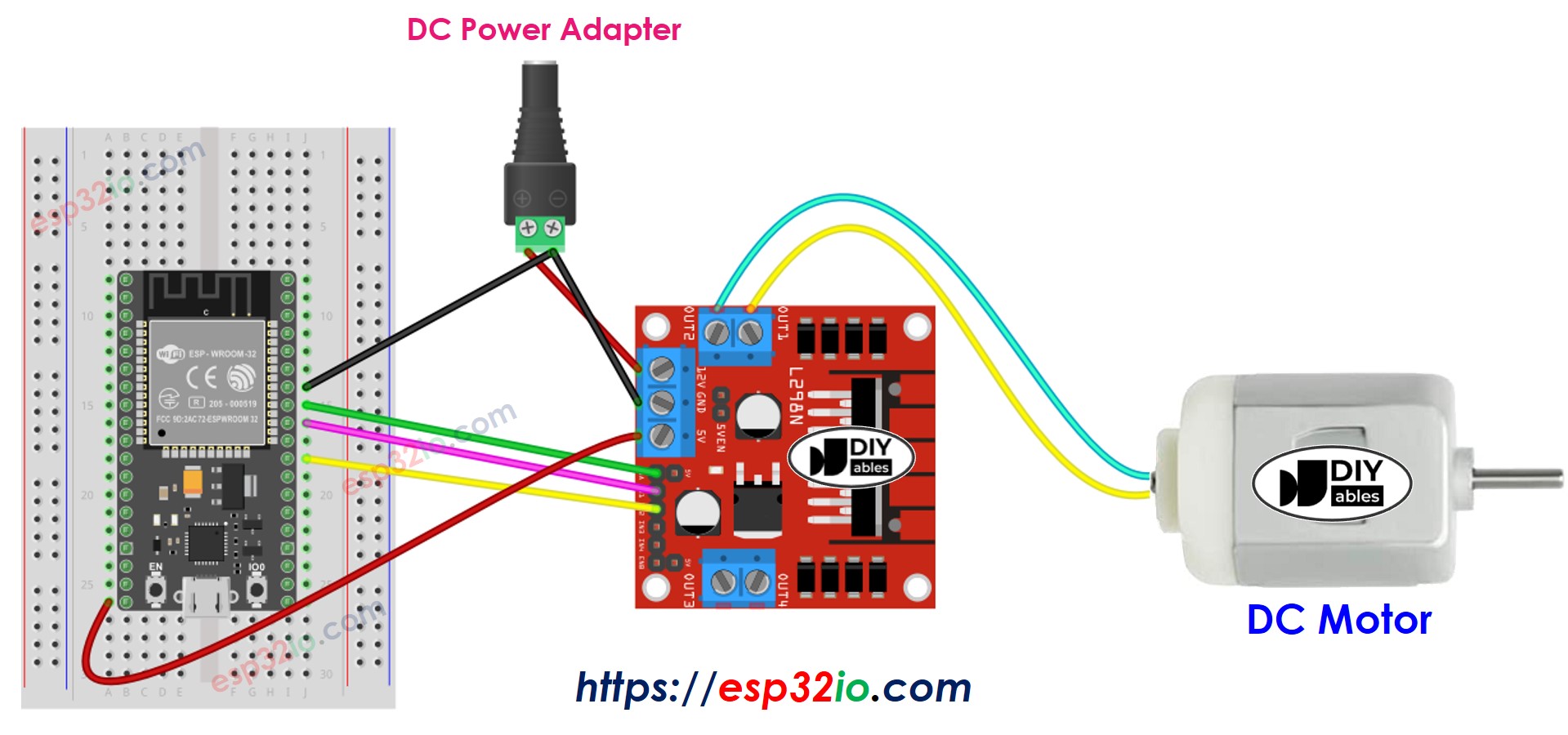 ESP32 Gleichstrommotor L298N Treiber-Schaltplan