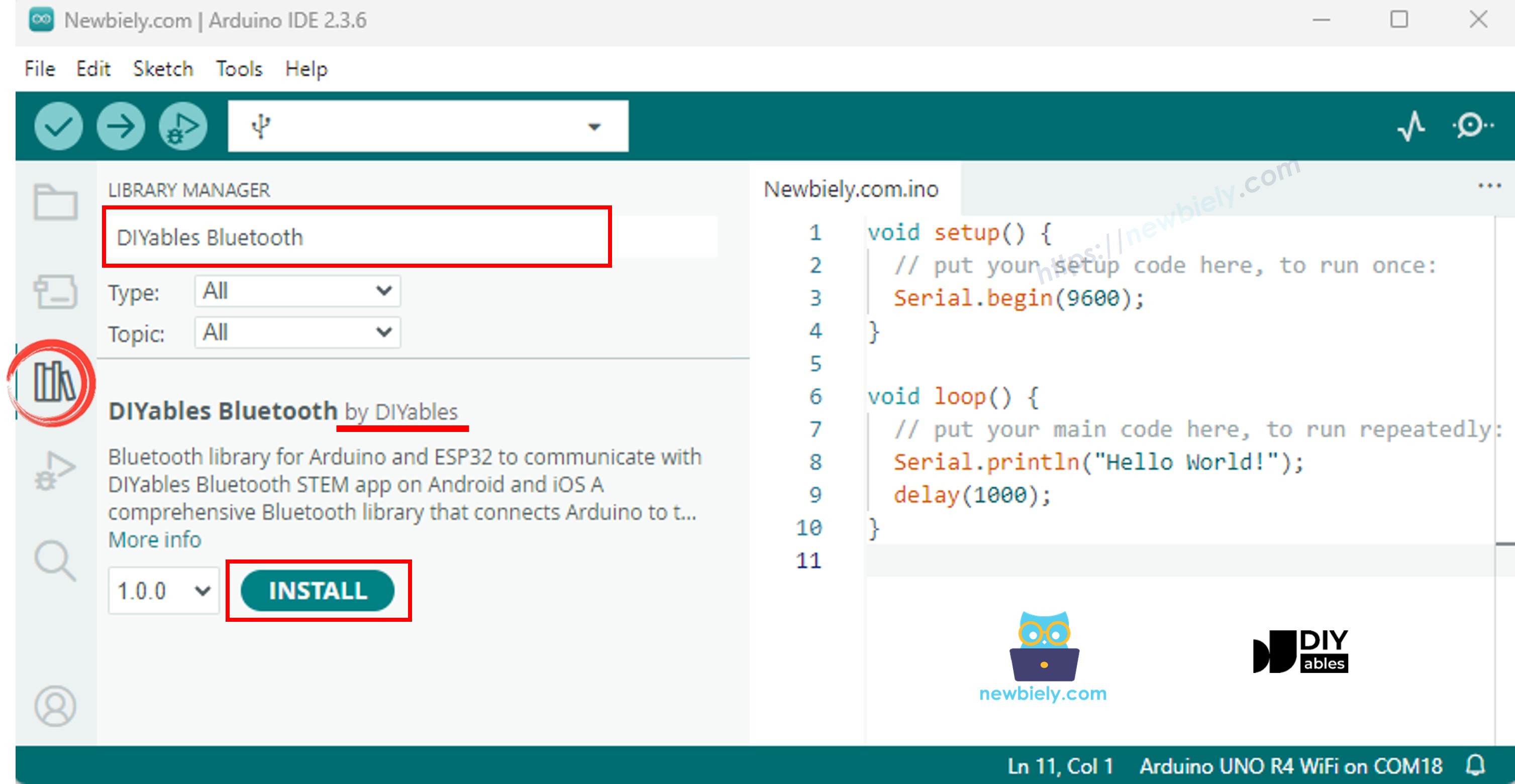 ESP32 DIYables Bluetooth library