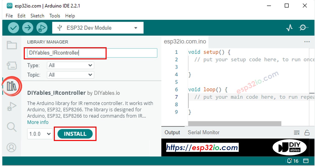 ESP32 DIYables_IRcontroller Bibliothek