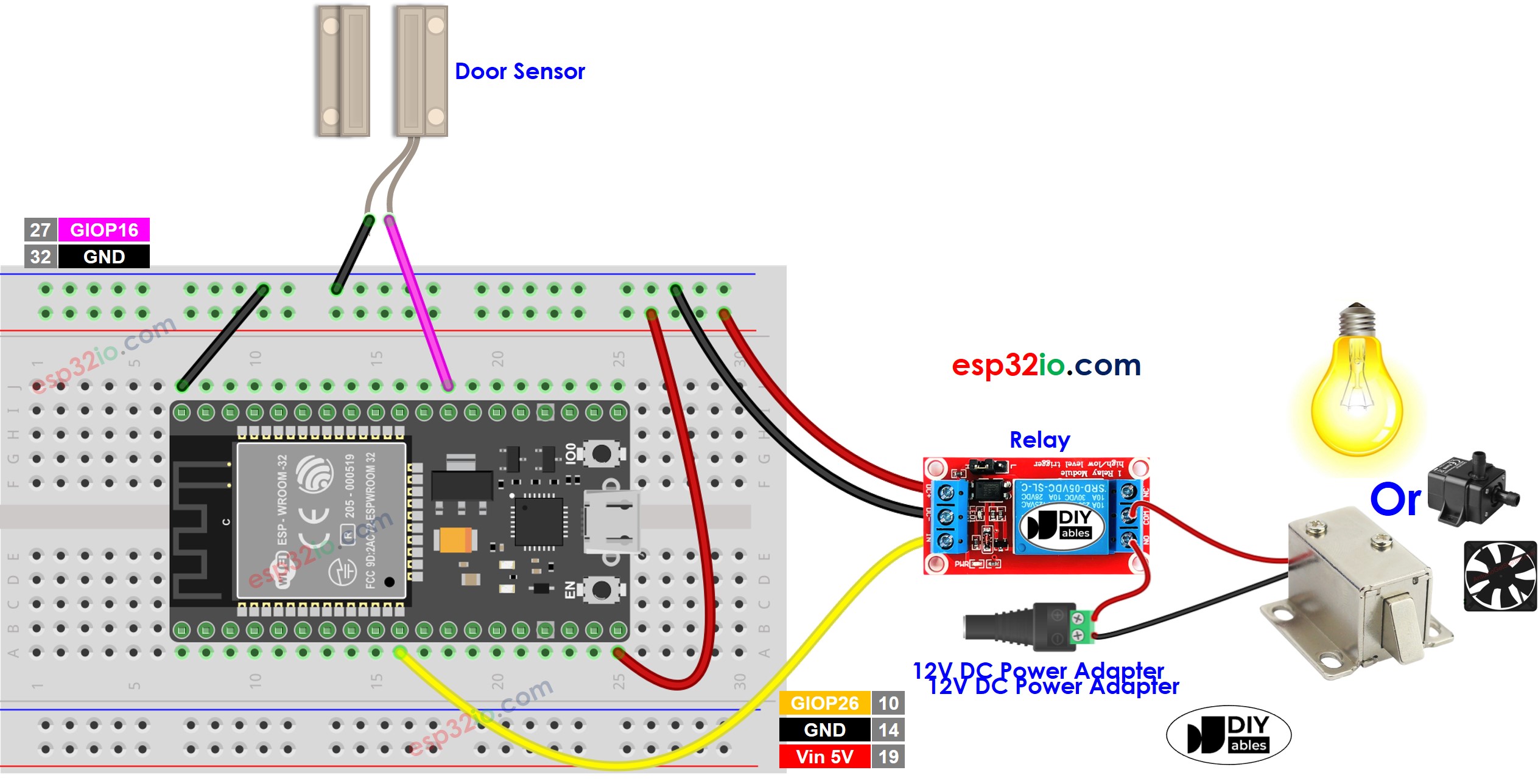 ESP32 Türsensor Relais Verdrahtungsdiagramm