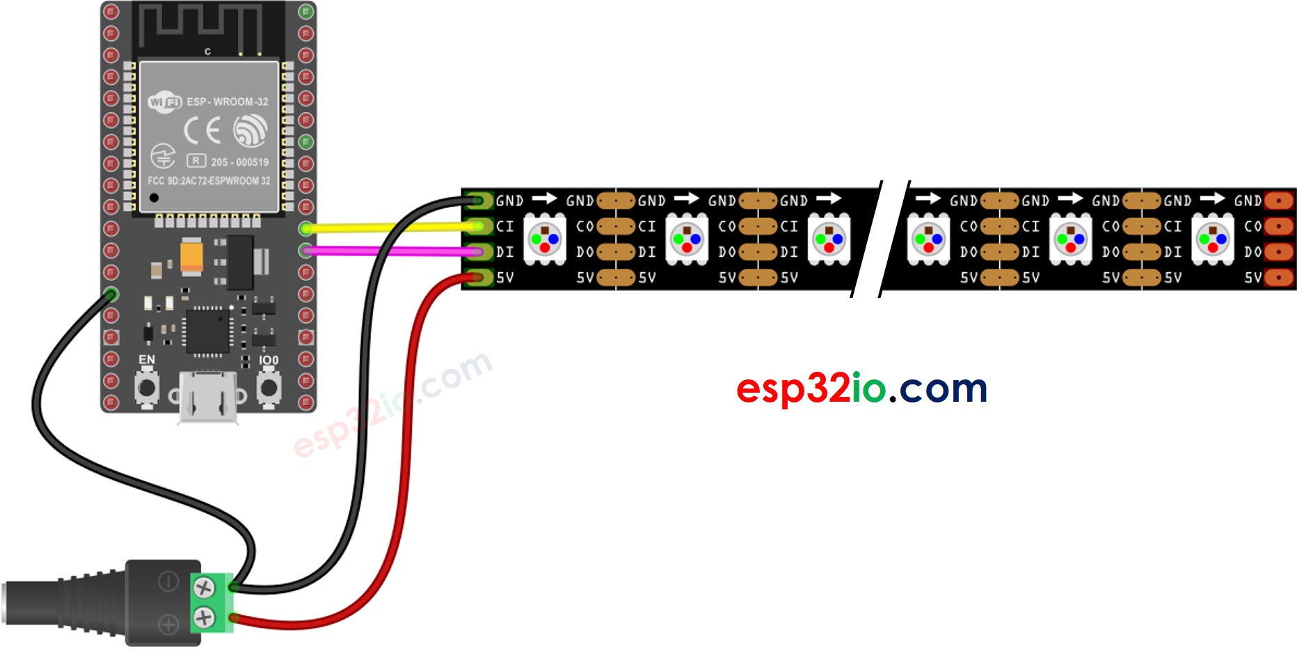 ESP32 DotStar RGB-LED-Streifen Verdrahtungsdiagramm