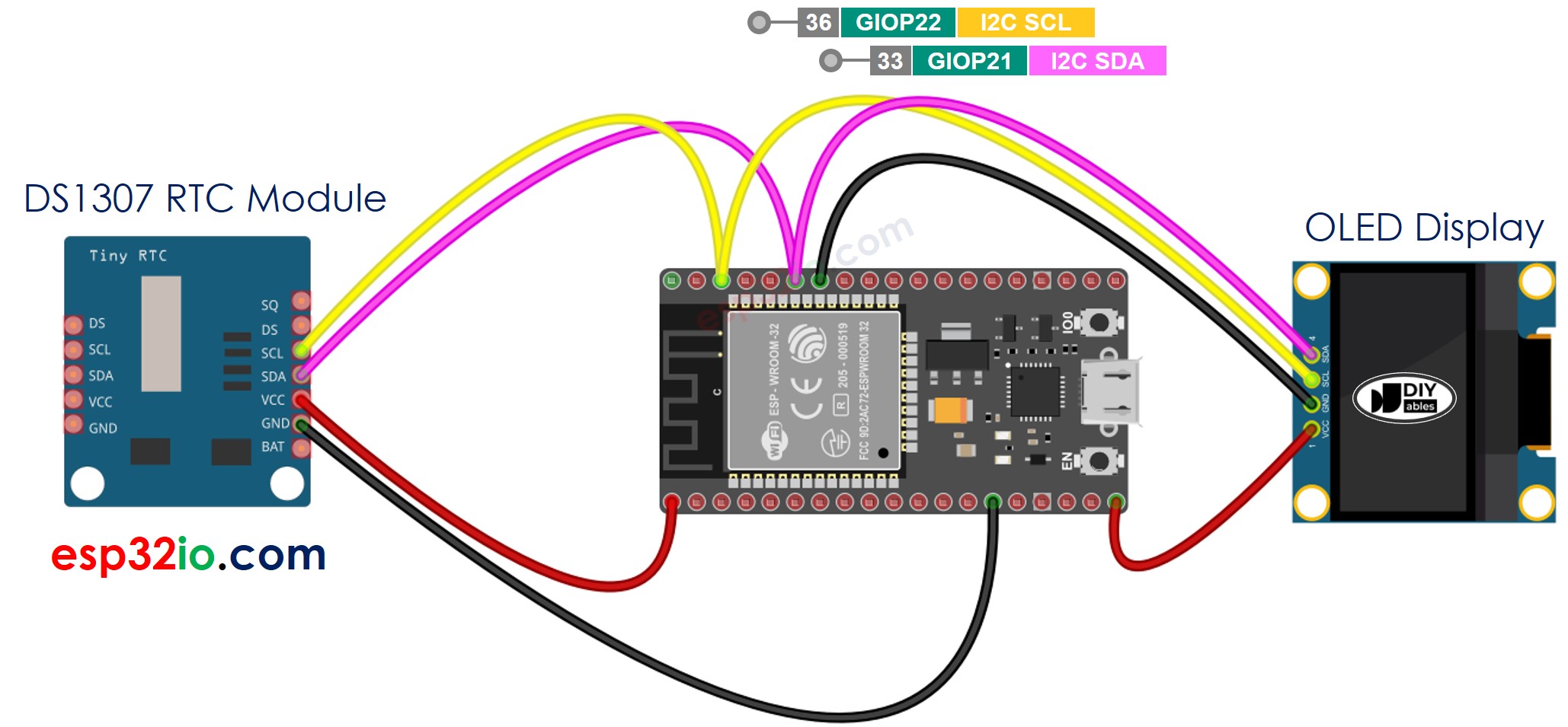 ESP32 DS1307 OLED Verdrahtungsdiagramm