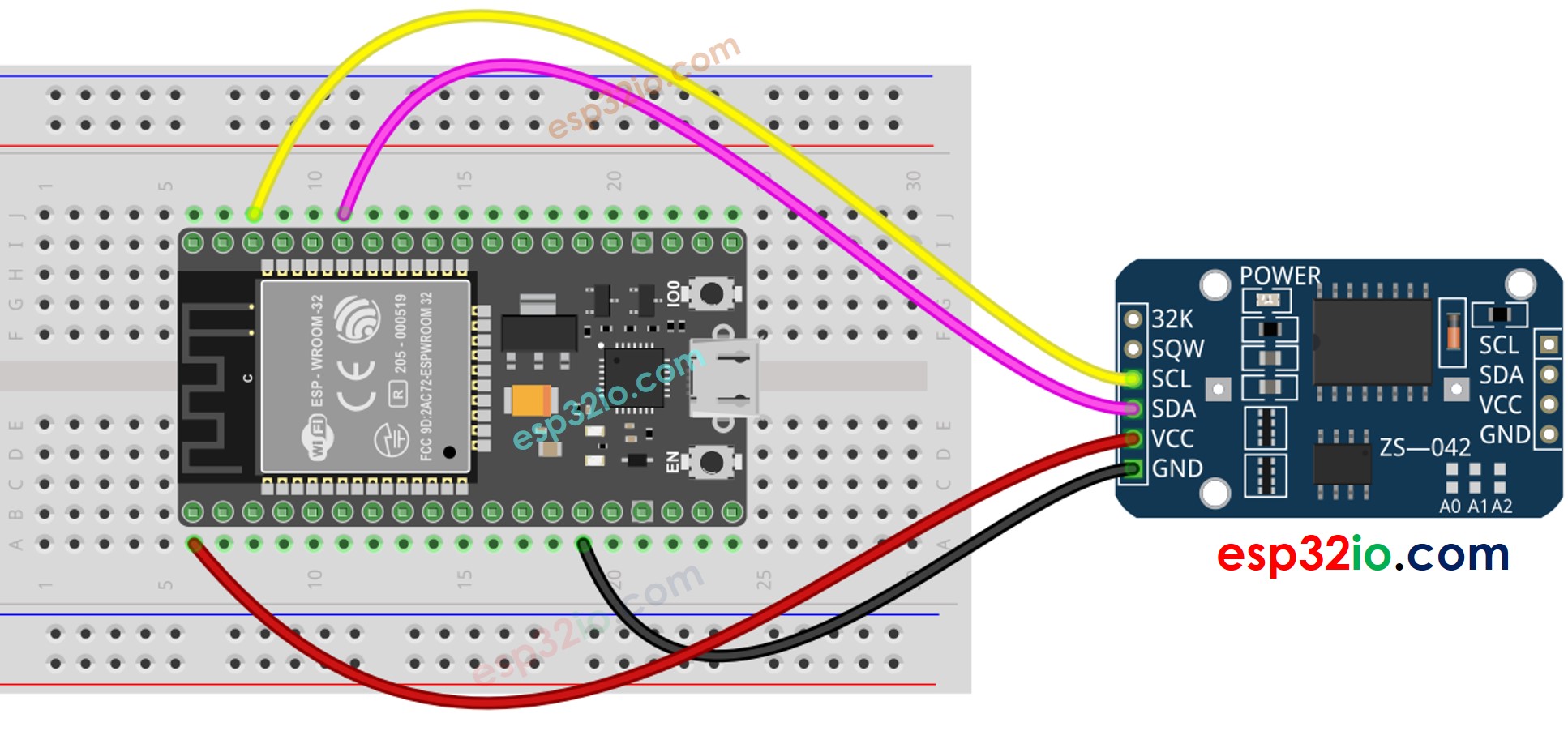 ESP32 Echtzeituhr DS3231 Verdrahtungsdiagramm