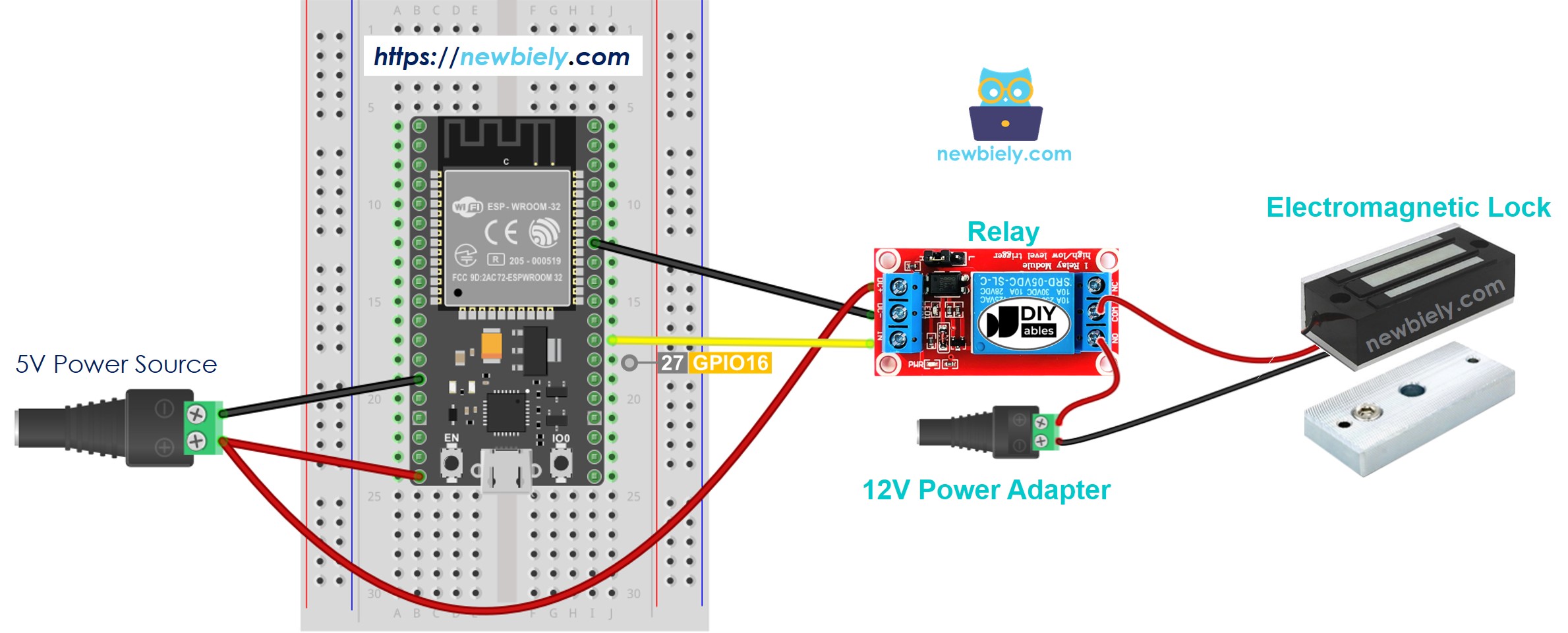 ESP32 Elektromagnetisches Türschloss Verdrahtungsdiagramm