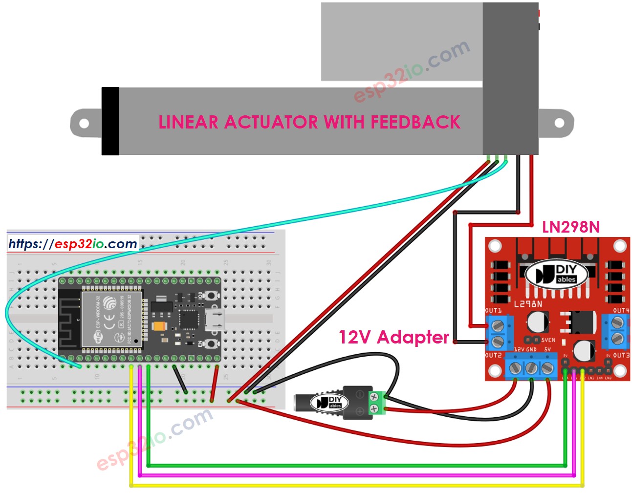 ESP32-Linearantrieb L298N-Treiber Verdrahtungsdiagramm