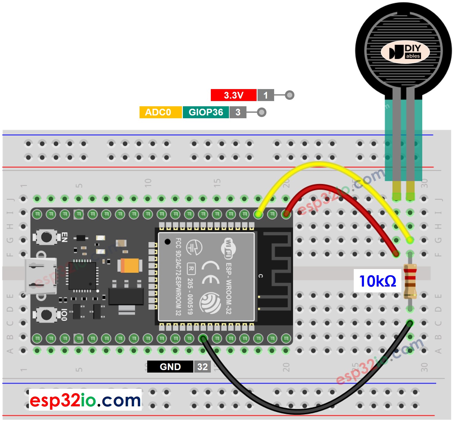 ESP32 Force Verdrahtungsdiagramm
