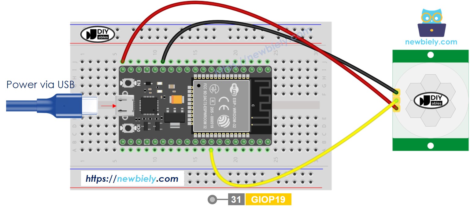 ESP32 Bewegungsmelder Verdrahtungsdiagramm