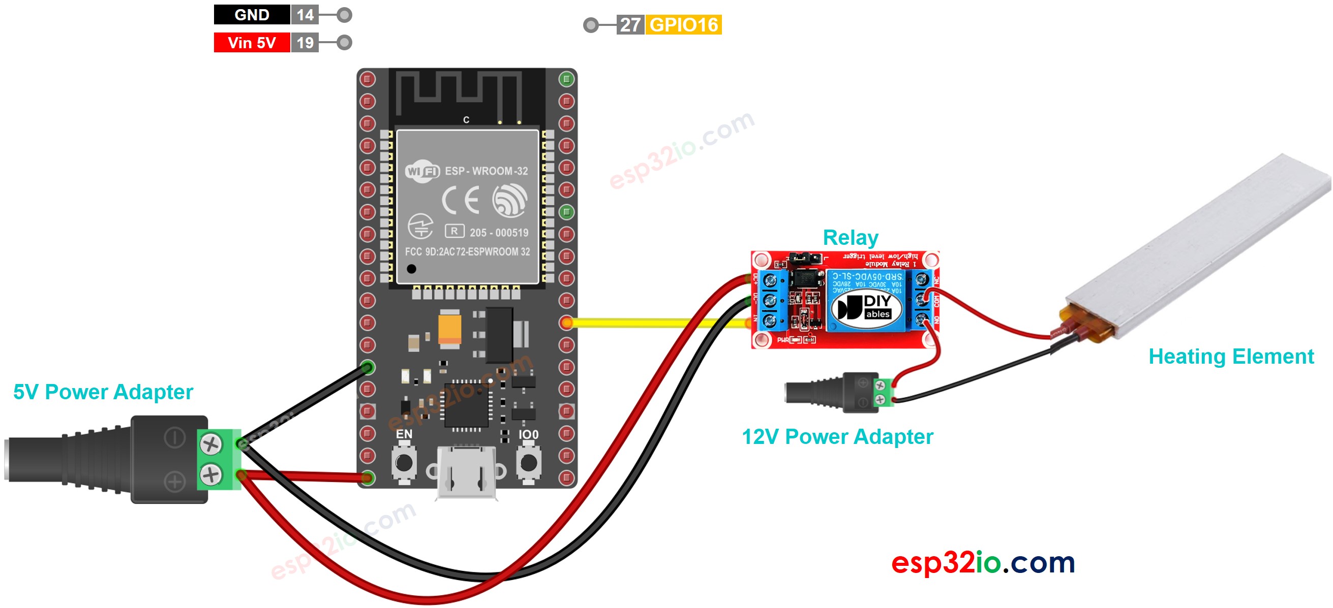 ESP32-Heizelement-Verdrahtungsdiagramm