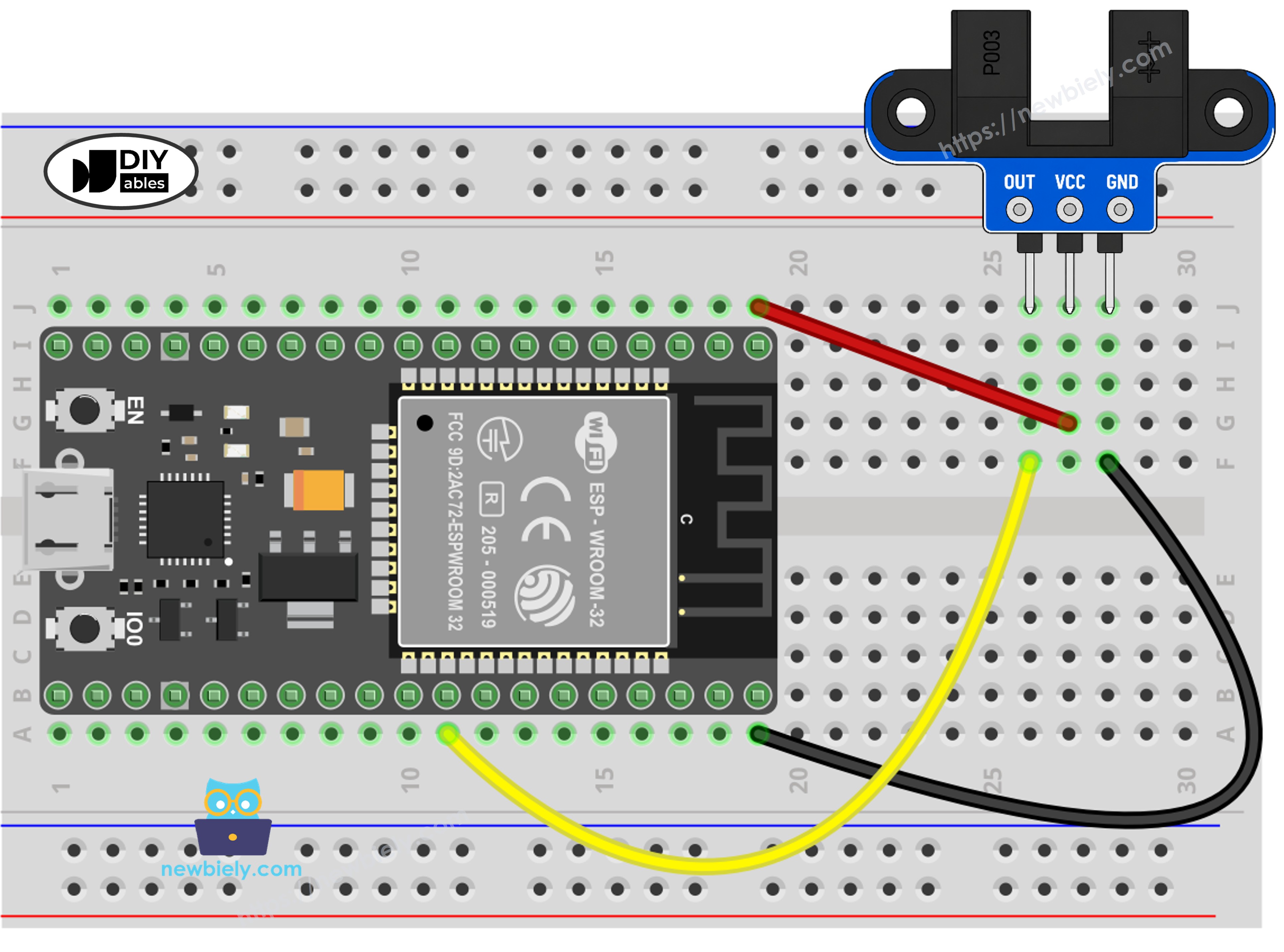 Verdrahtungsdiagramm ESP32 und IR-Gabellichtschranke