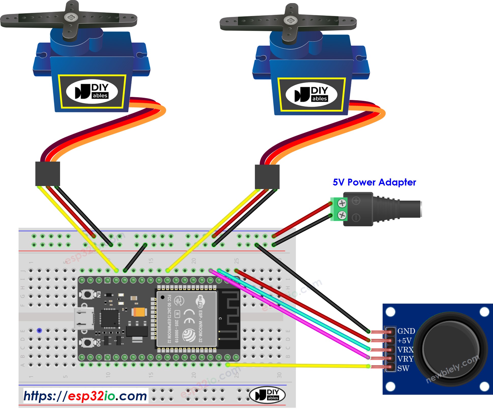 ESP32 Joystick-Servomotor-Schaltplan