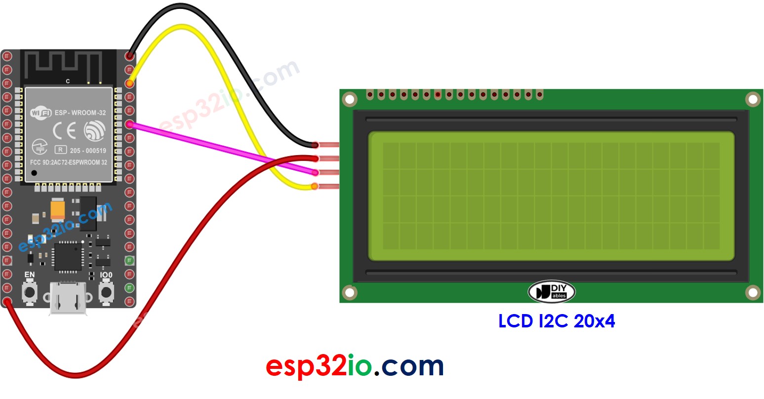 ESP32 LCD 20x4 I²C Verdrahtungsdiagramm