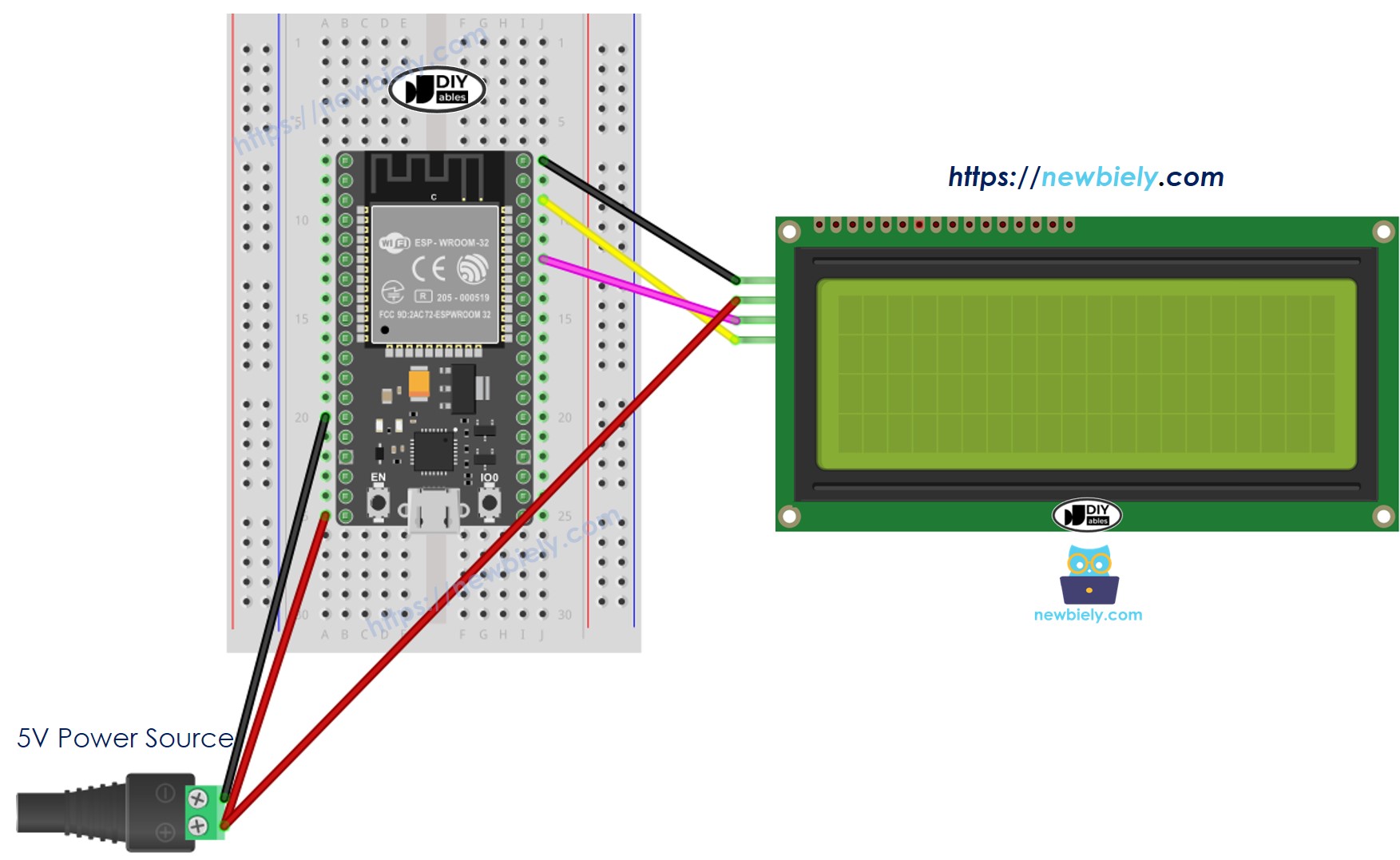 ESP32 LCD 20x4 I2C Verdrahtungsdiagramm