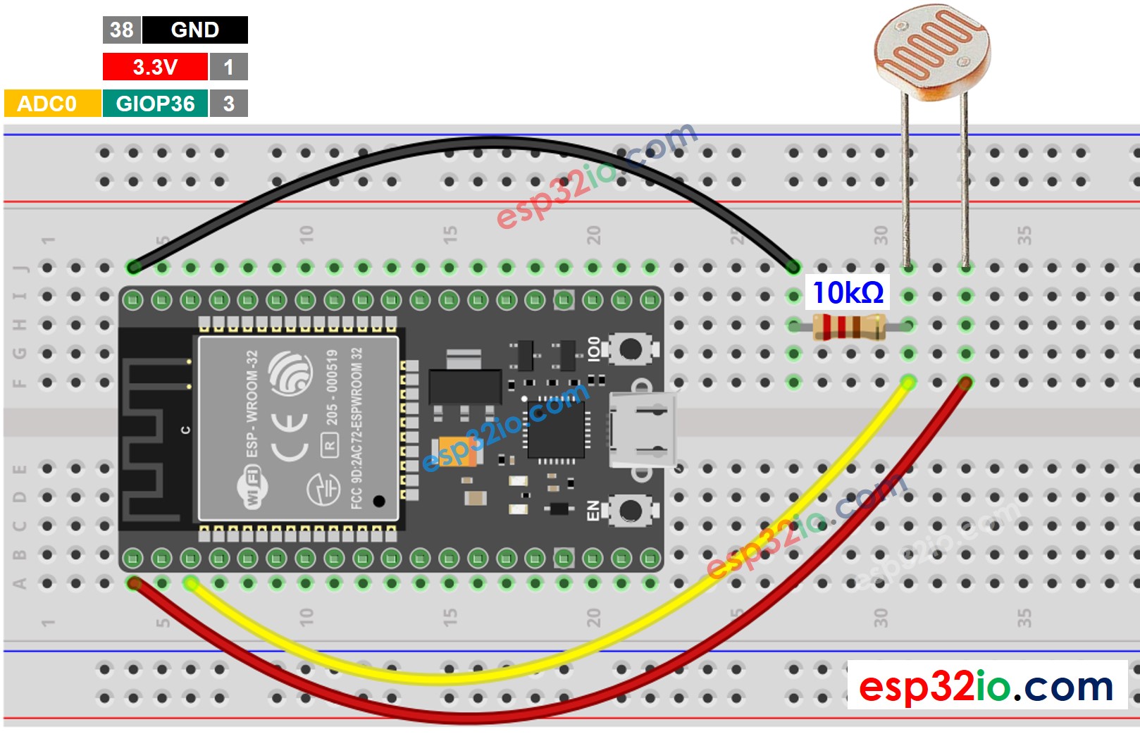 ESP32-Lichtsensor-Schaltplan
