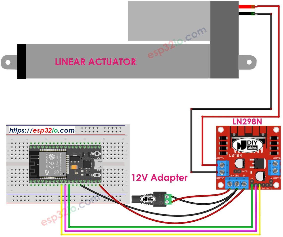 ESP32-Linearantrieb L298N-Treiber Verdrahtungsdiagramm