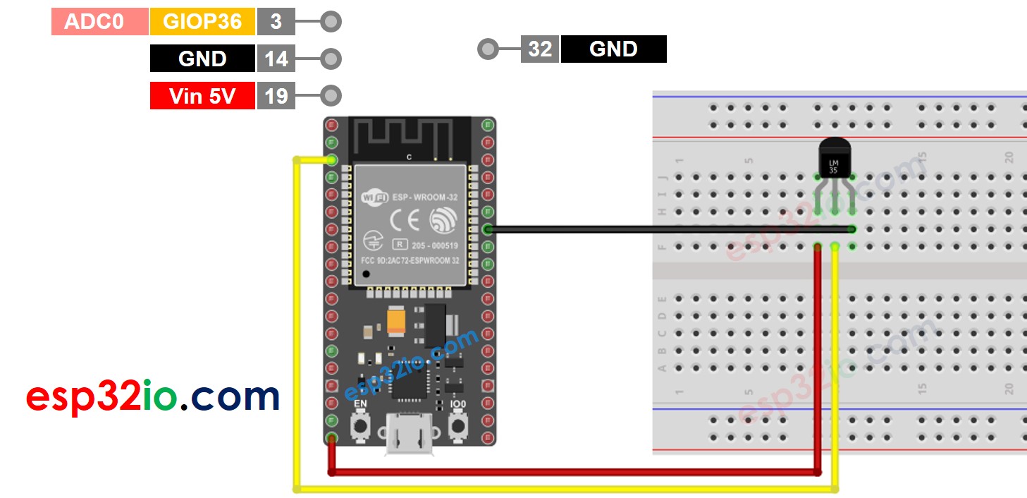 ESP32 LM35-Temperatursensor Schaltplan