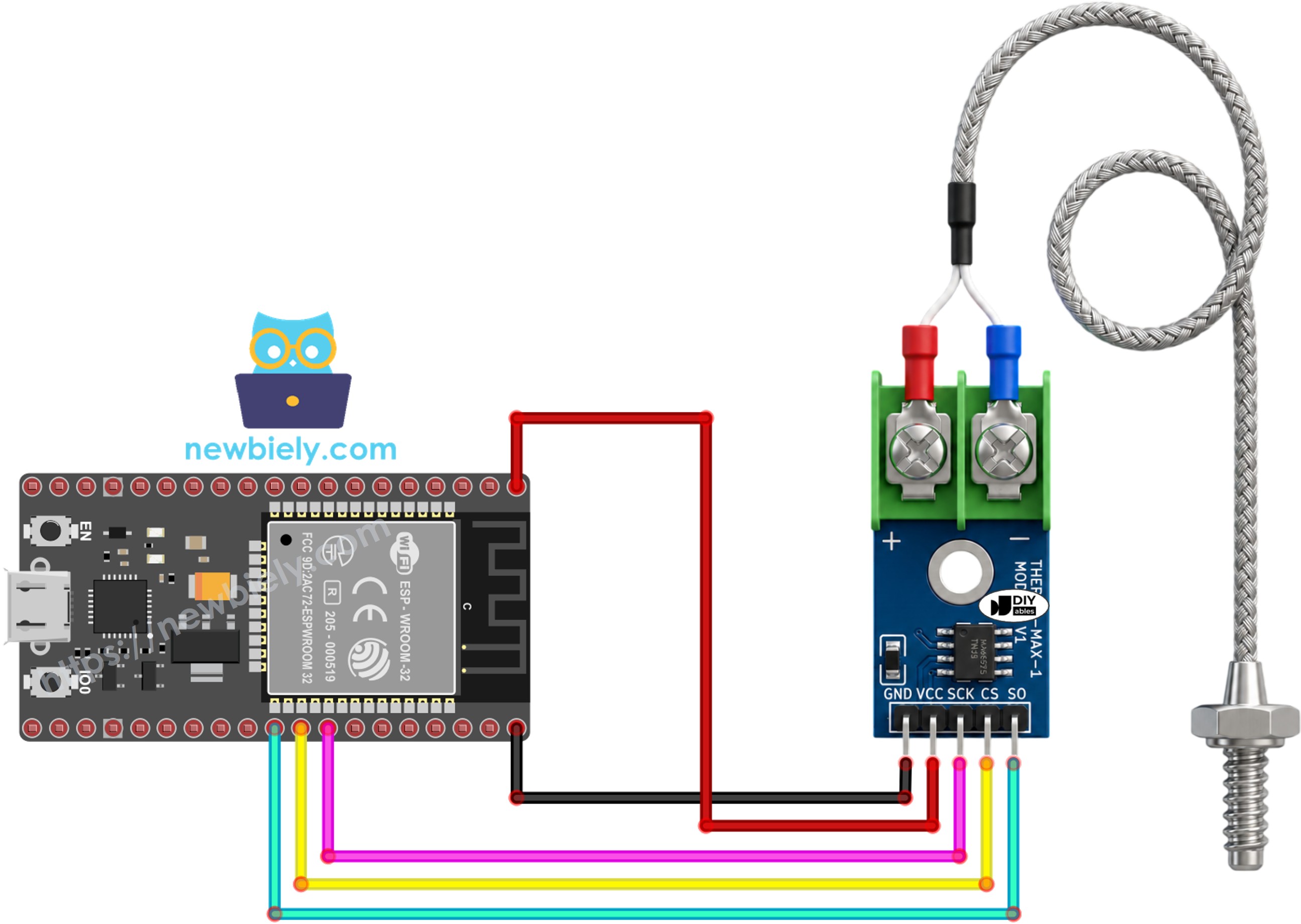 ESP32 MAX6675 Thermoelement-Modul Schaltplan