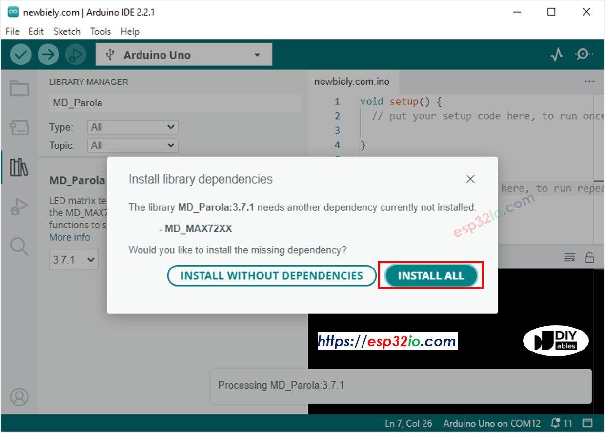 ESP32 MD_MAX72XX-Bibliothek