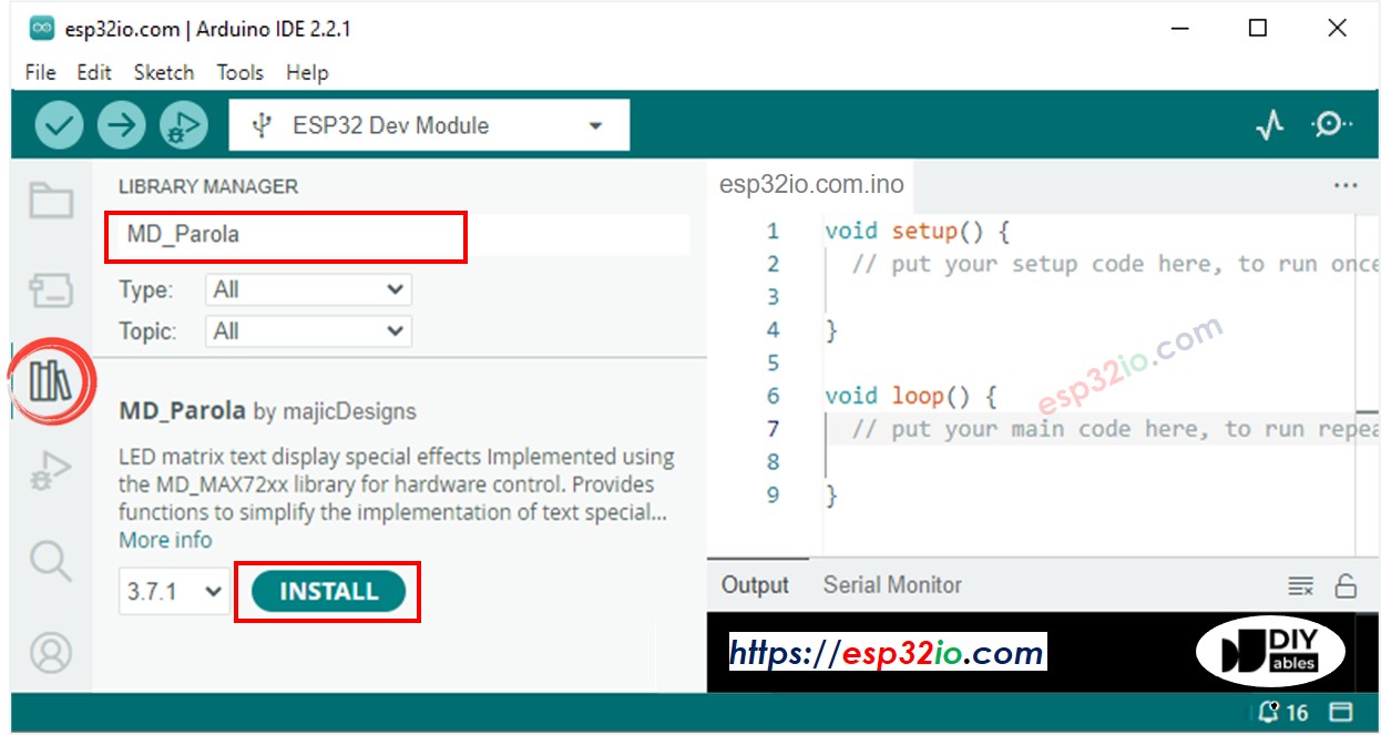 ESP32 MD_Parola-Bibliothek