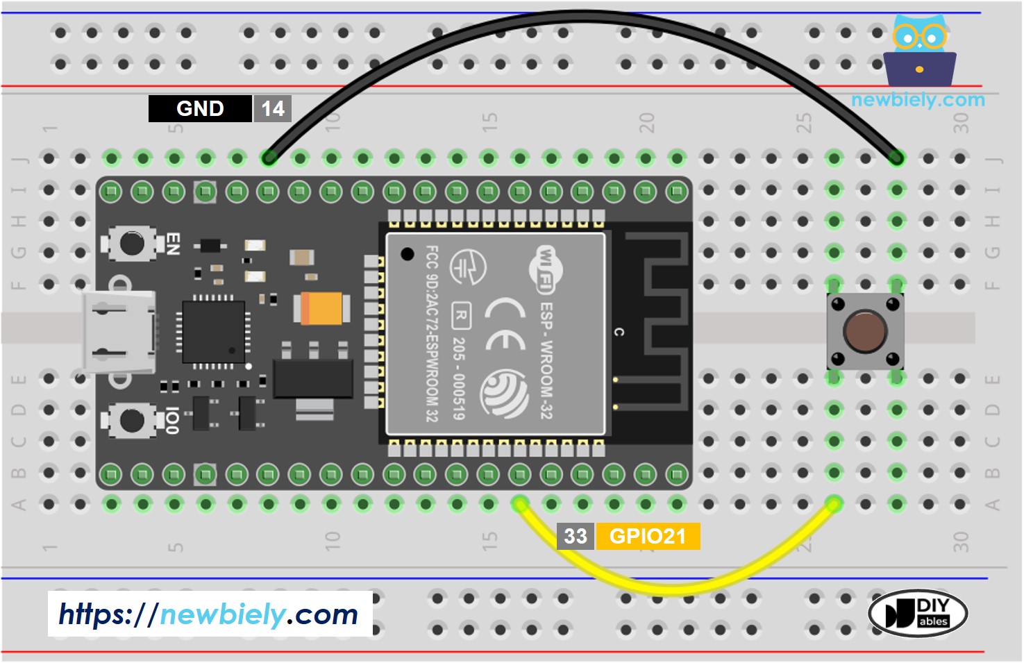 ESP32 MicroPython Taster Schaltplan