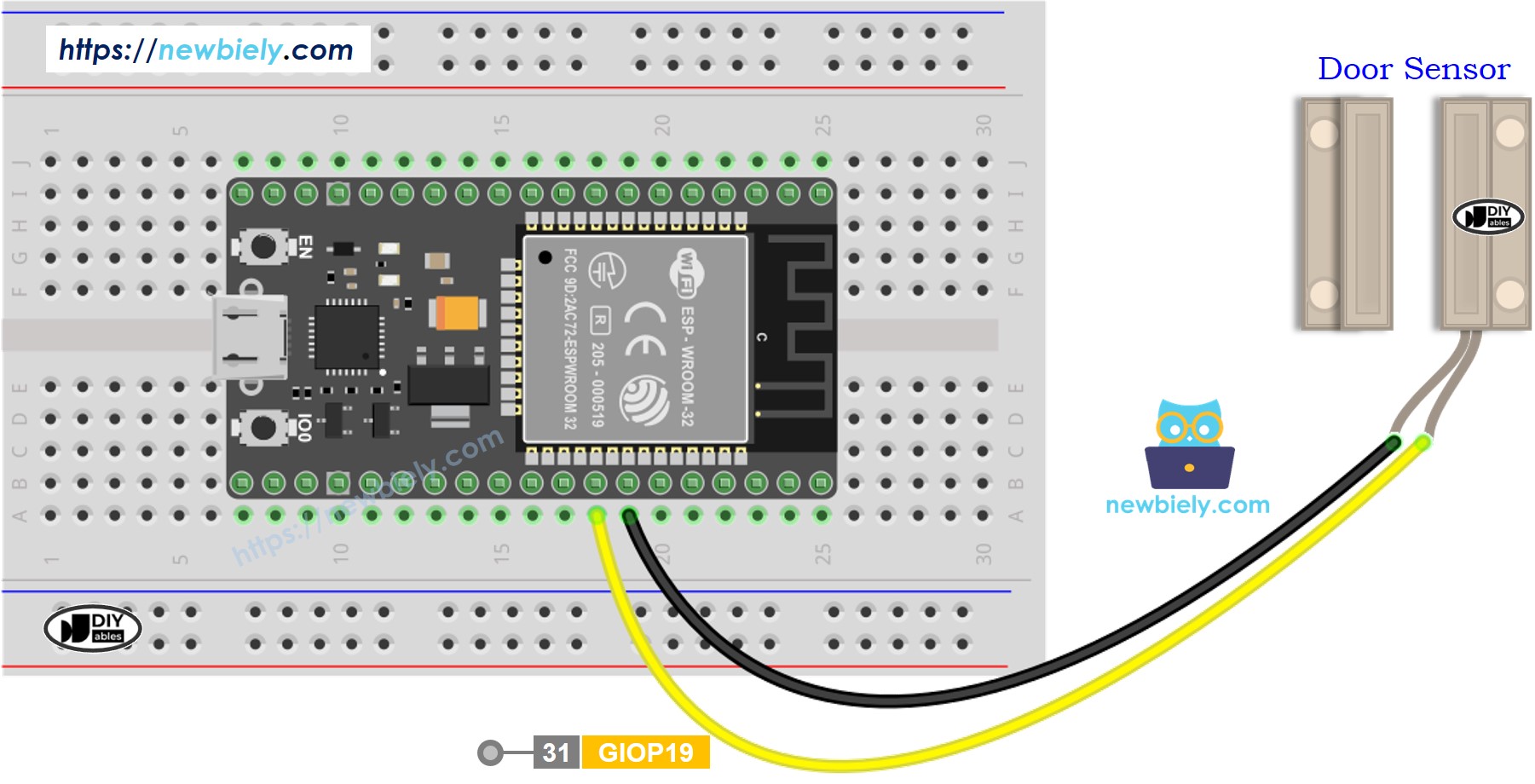 ESP32 MicroPython Türsensor Schaltplan