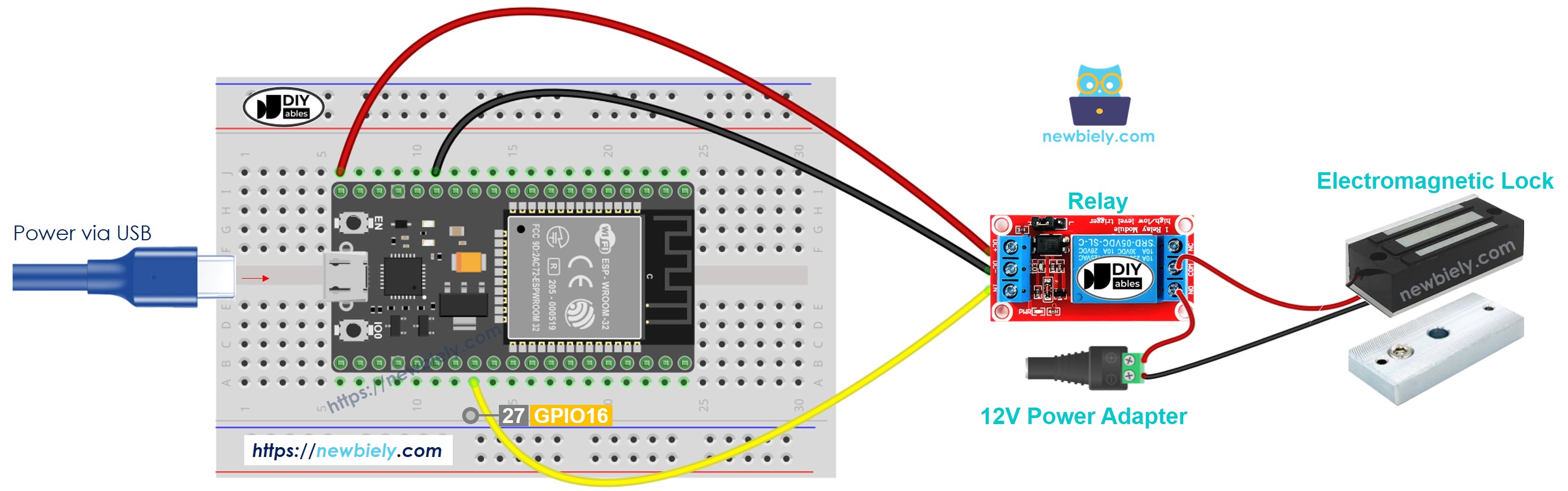 ESP32 MicroPython elektromagnetisches Schloss Schaltplan