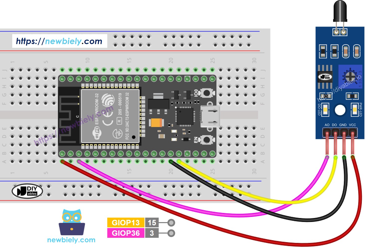 ESP32 MicroPython Flammensensor Schaltplan