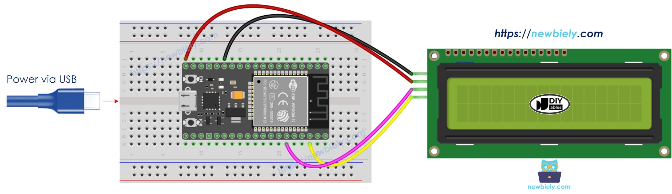 ESP32 MicroPython LCD I2C Schaltplan