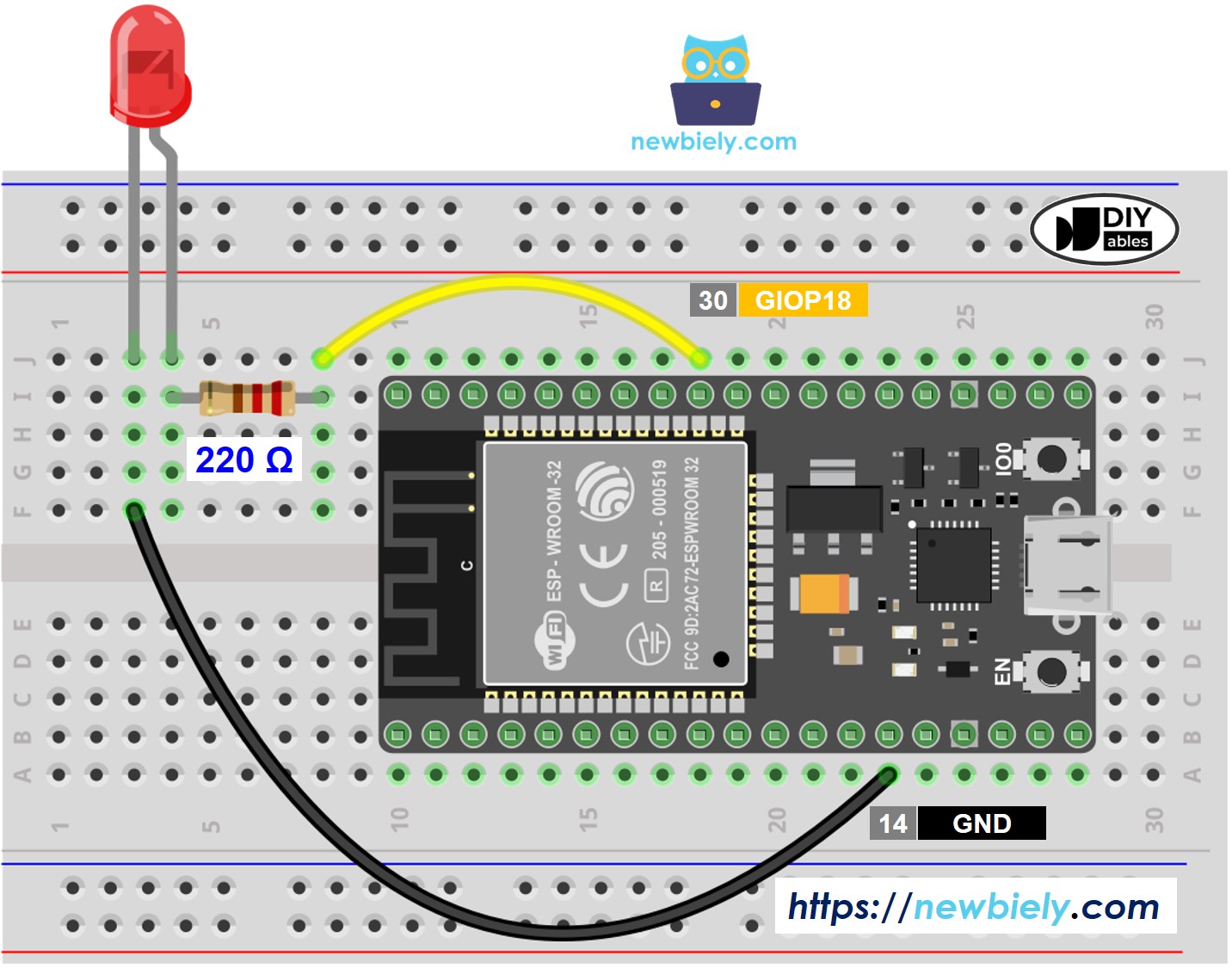 ESP32 MicroPython LED Schaltplan