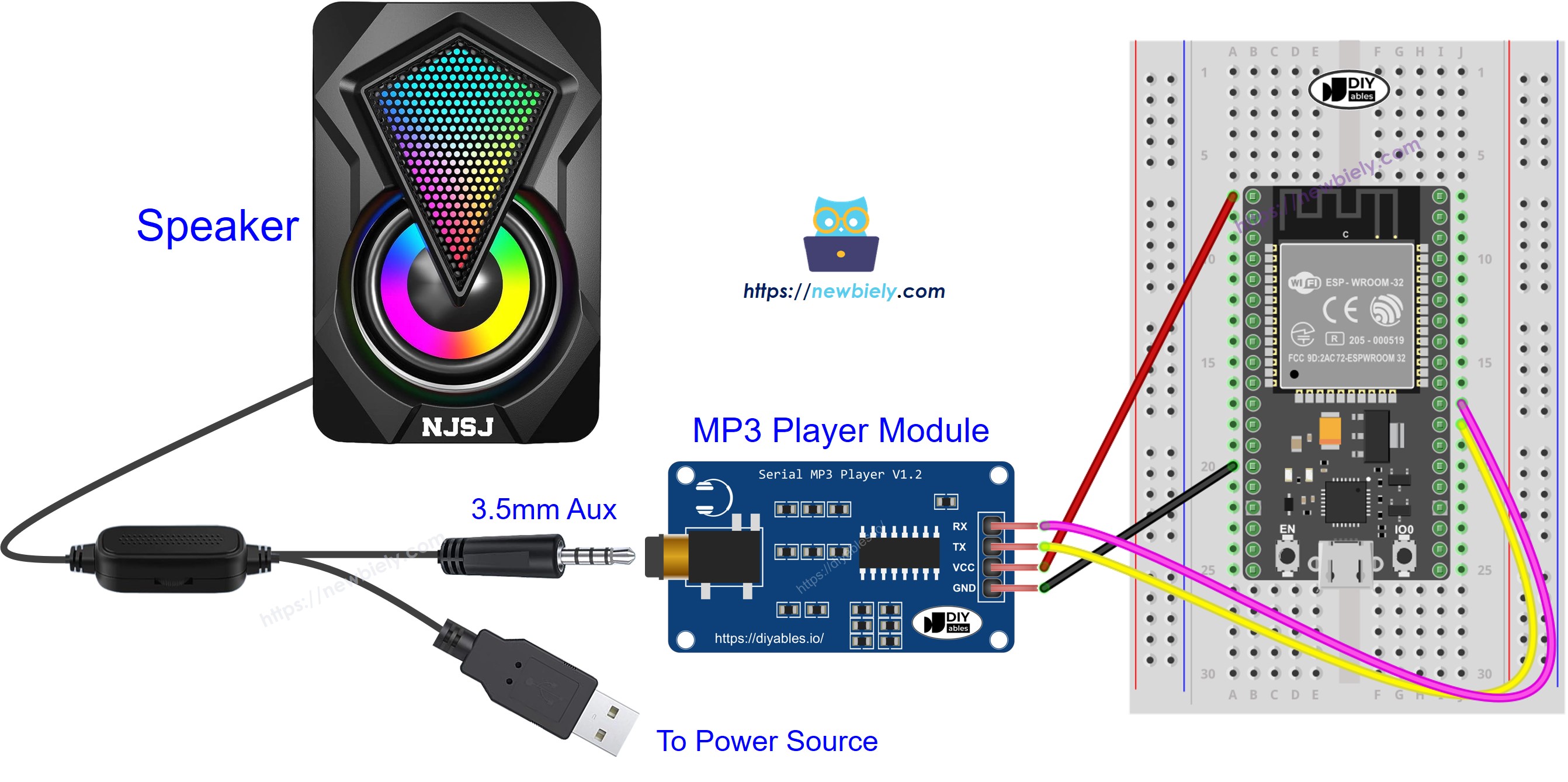 ESP32 MicroPython MP3-Player-Modul Schaltplan