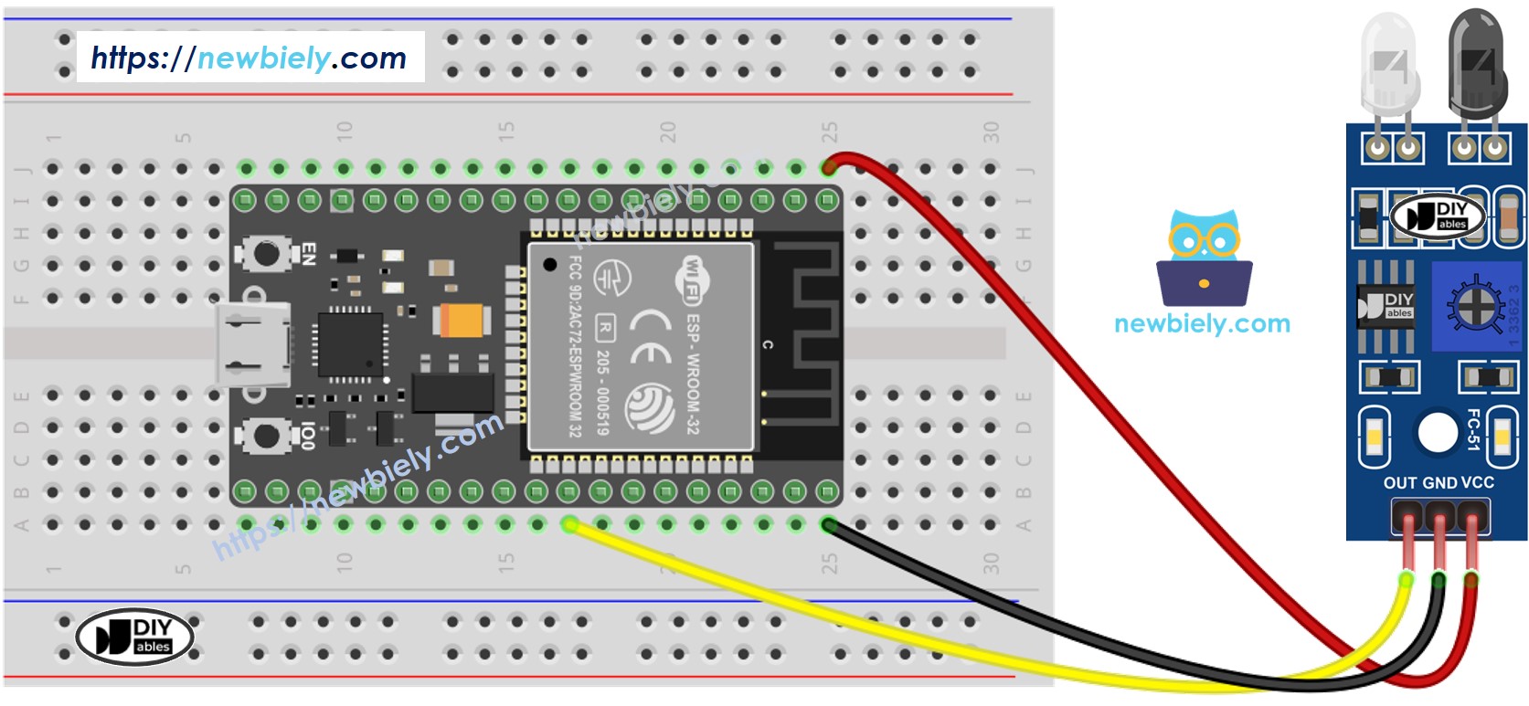 ESP32 MicroPython IR-Hindernisvermeidungssensor Schaltplan