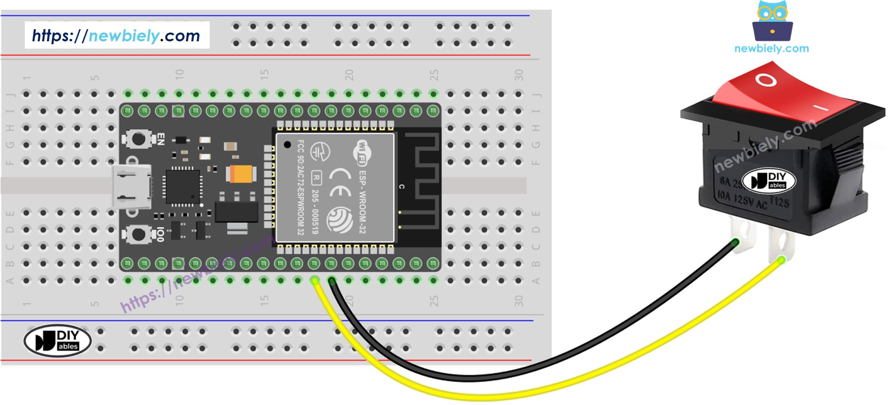ESP32 MicroPython EIN/AUS-Schalter Schaltplan