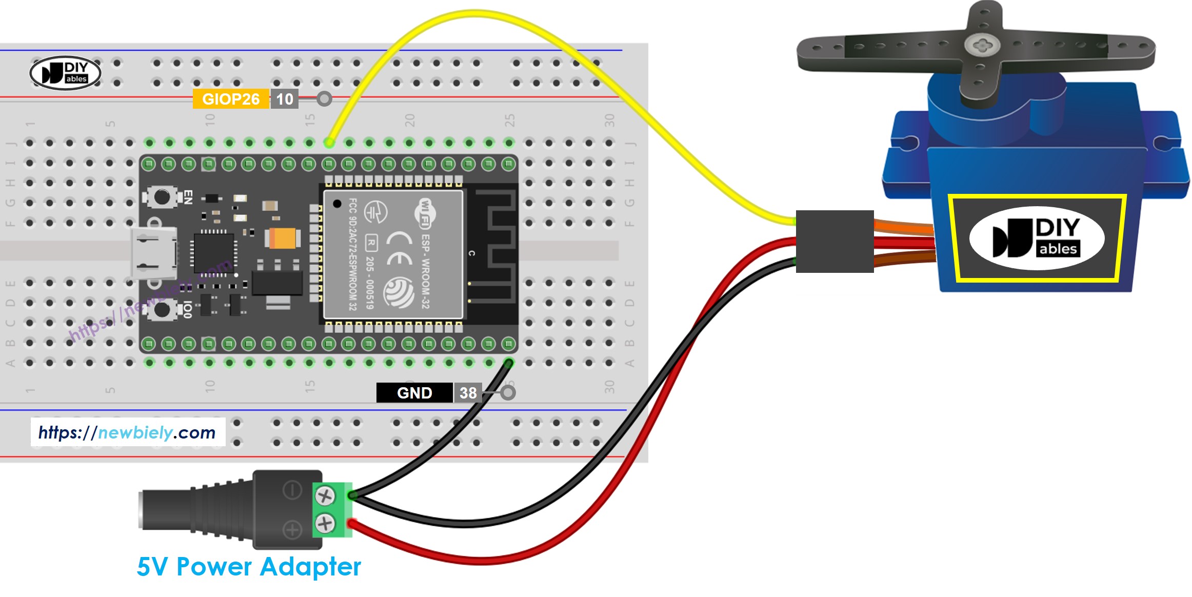 ESP32 MicroPython Servomotor Schaltplan