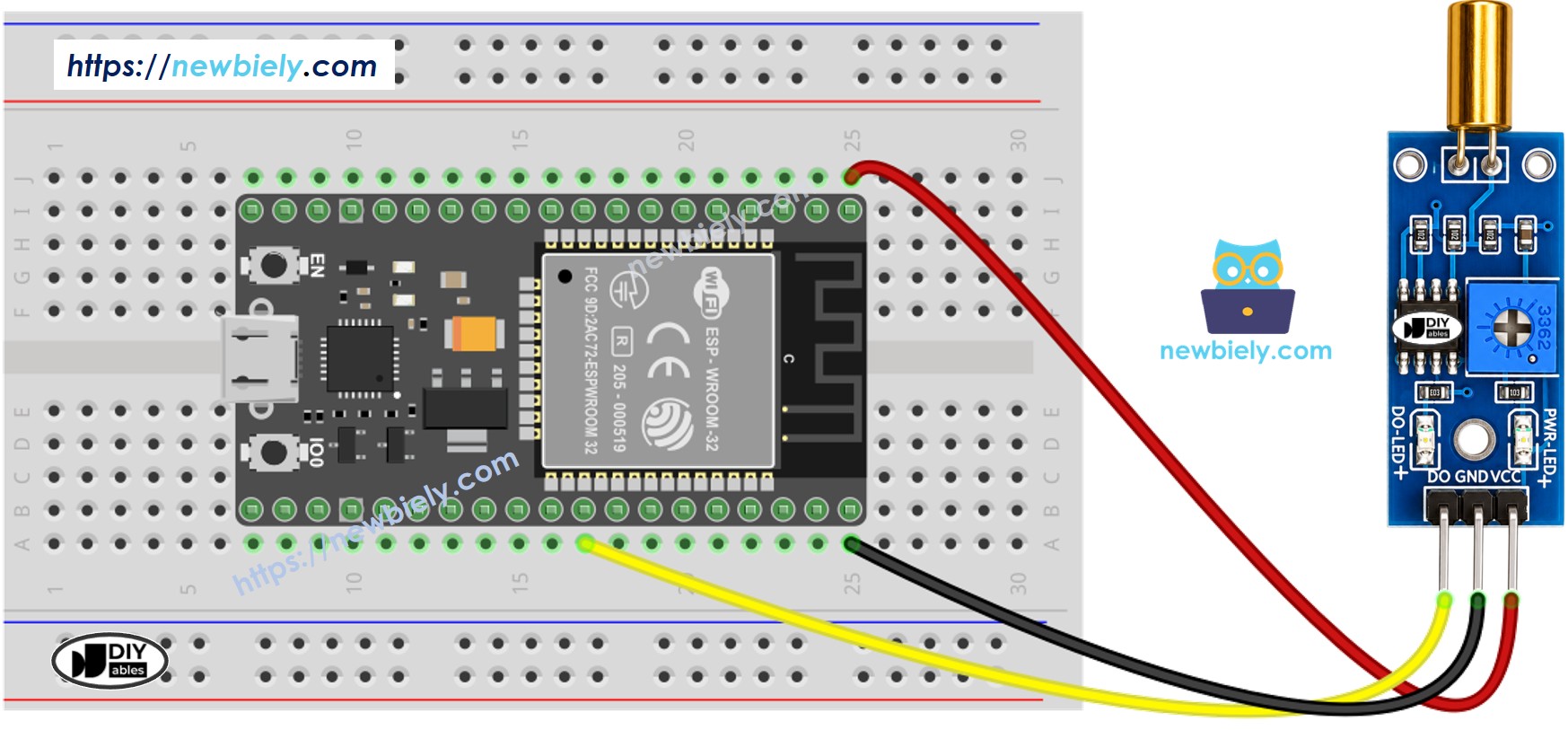ESP32 MicroPython SW520D Neigungssensor Schaltplan