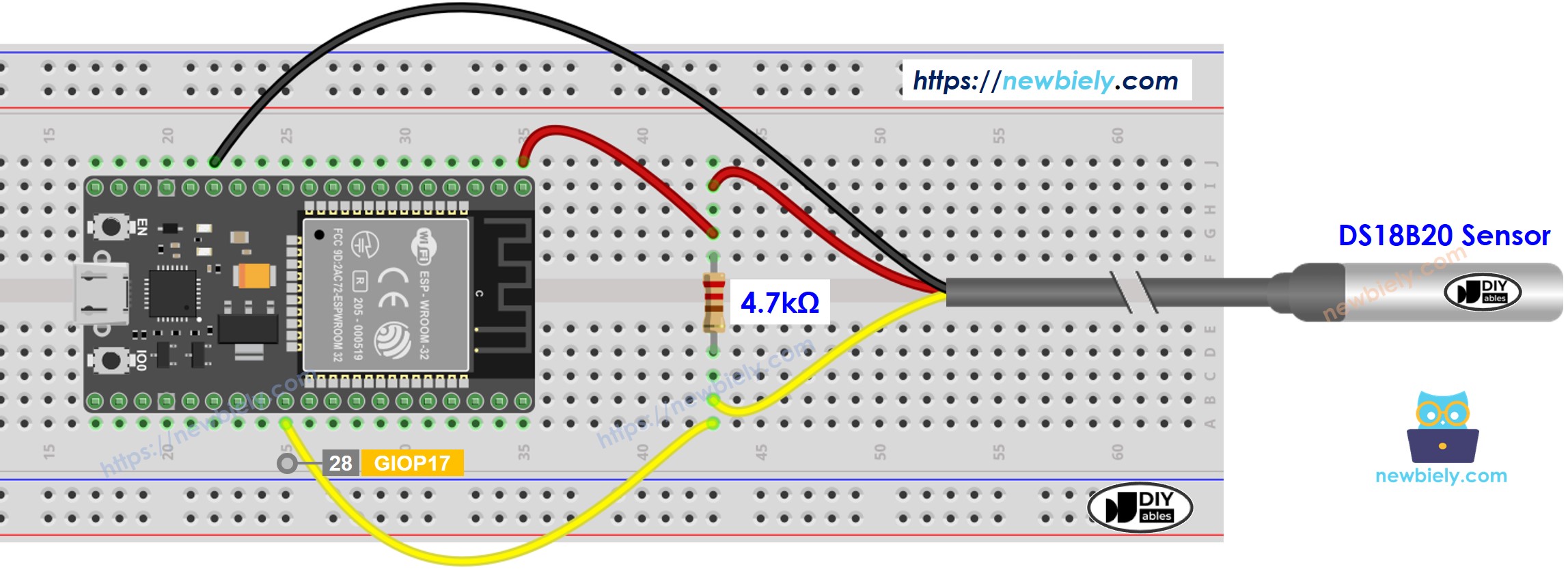 ESP32 MicroPython Temperatursensor Schaltplan