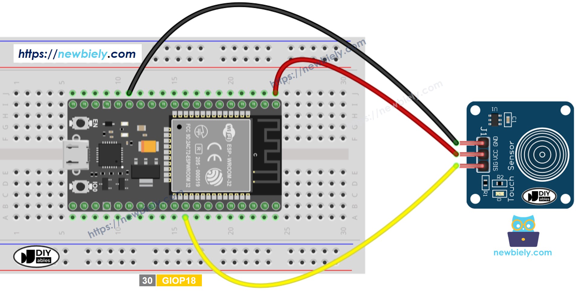 ESP32 MicroPython Berührungssensor Schaltplan